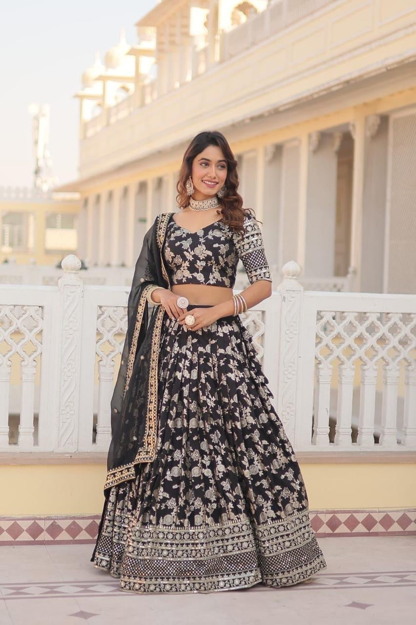 Designer Lehenga Choli : Black