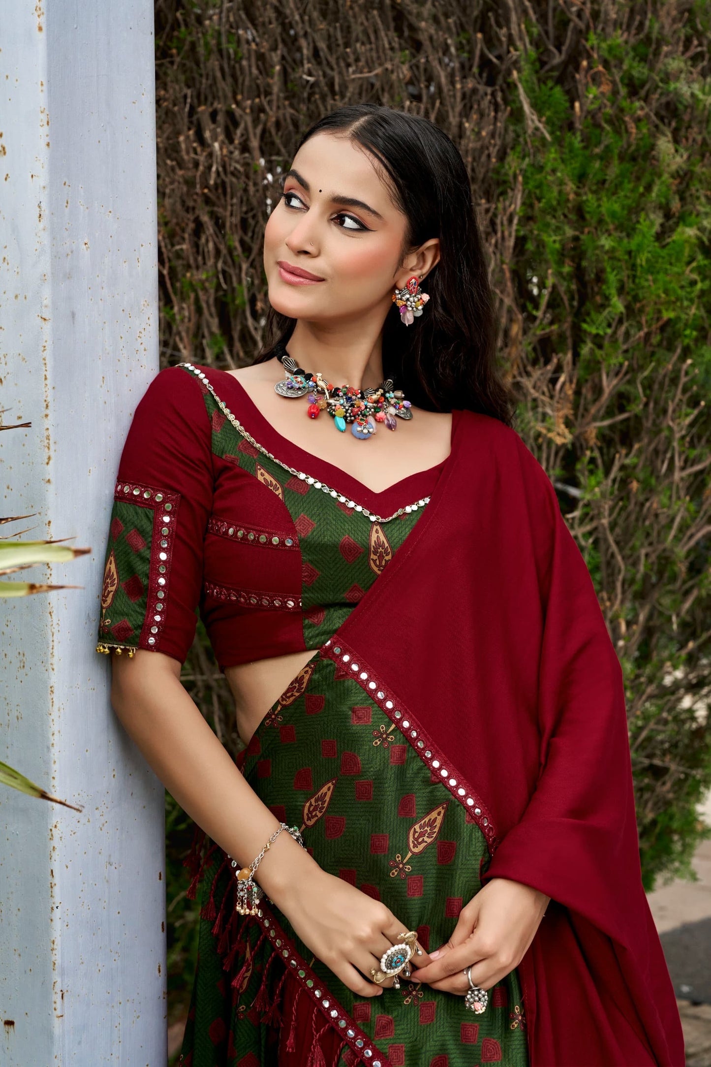 Navaratri Lehenga : Ajrakh Prints
