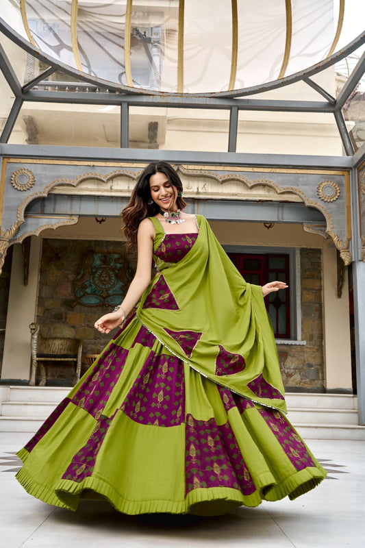 Navaratri Lehenga : Ajrakh Prints