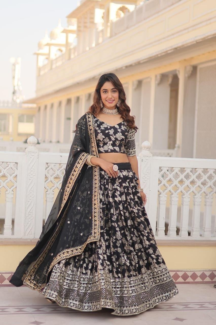 Designer Lehenga Choli : Black