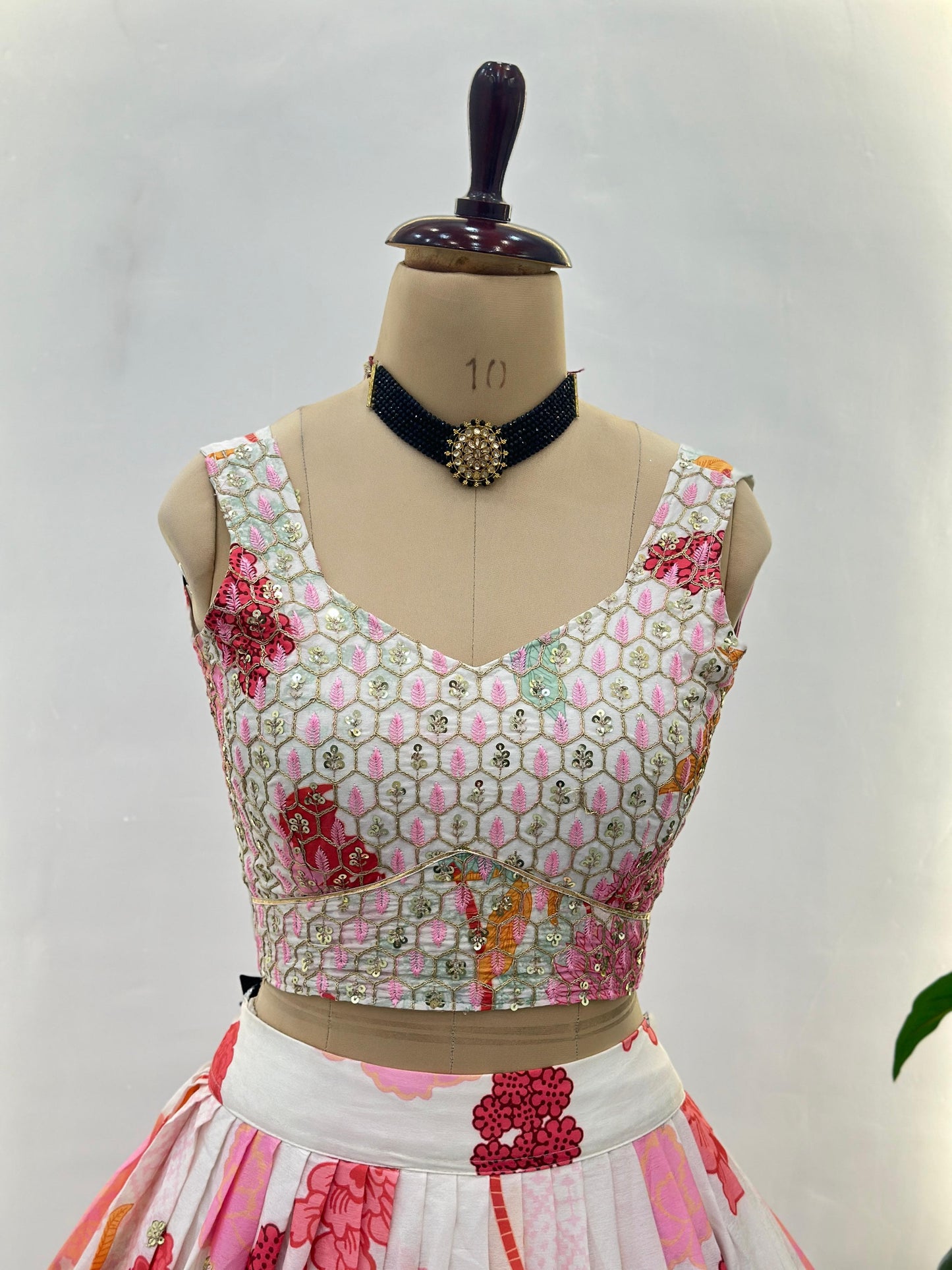 Floral White Lehenga Choli