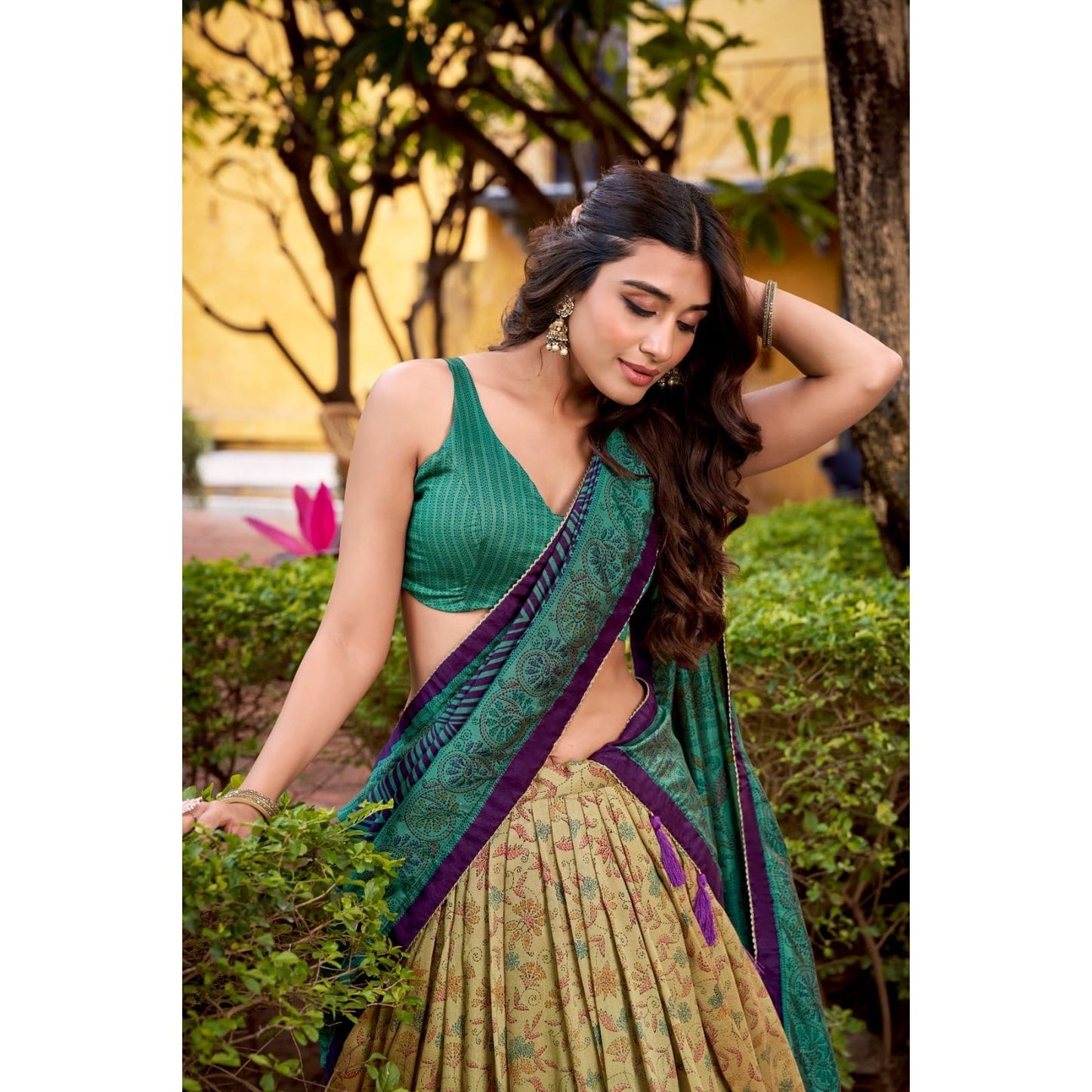 Lehenga Choli – Vichitra Silk Printed Set: PRE ORDER ONLY