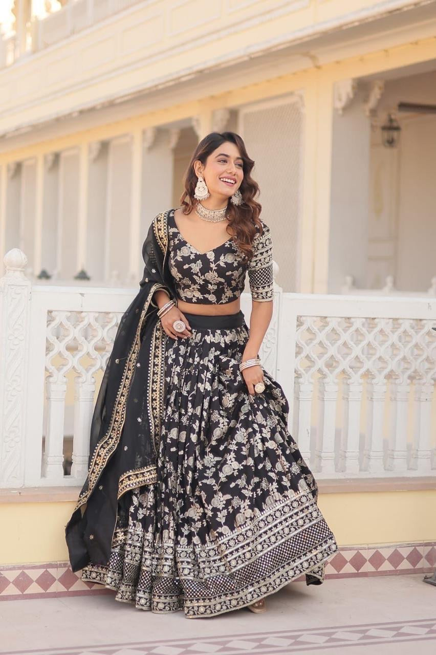 Designer Lehenga Choli : Black