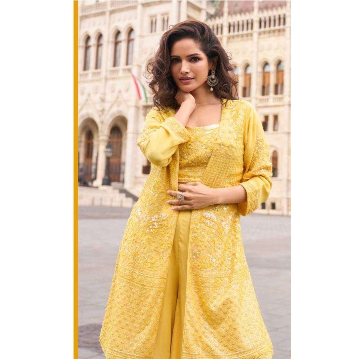 Light Yellow Georgette Embroidered Set