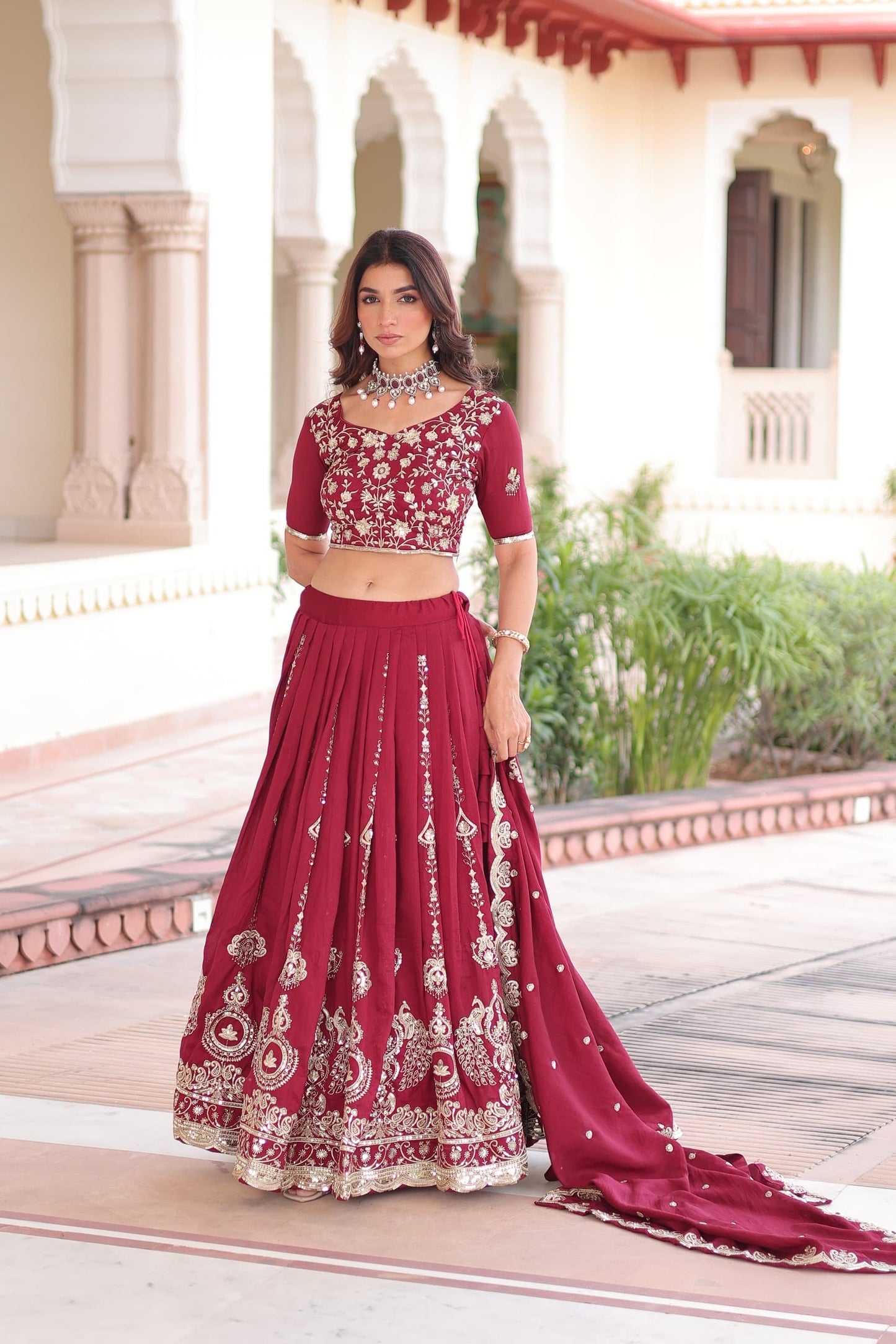 Silk Lehenga Choli Set (Pre-Order Only) :Red