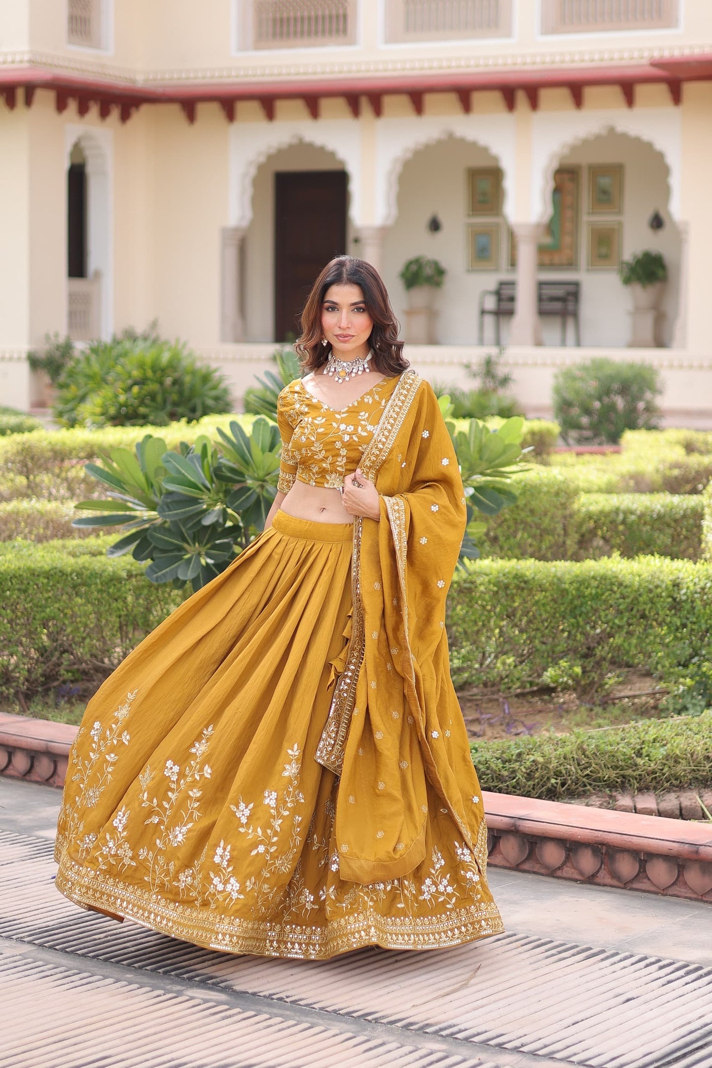 Silk Lehenga Choli (Purple and Mustard Yellow) : Pre Order Only