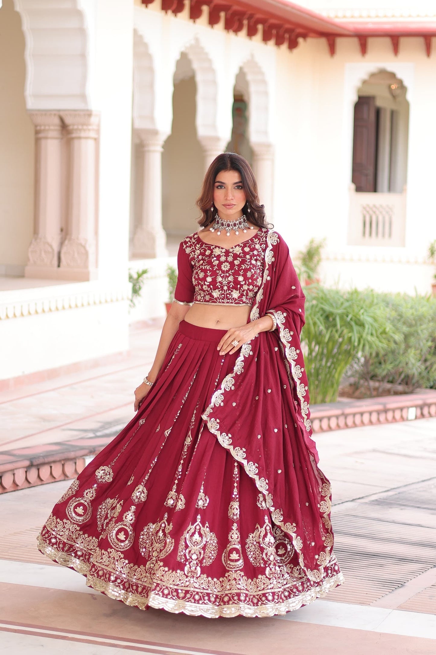 Silk Lehenga Choli Set (Pre-Order Only) :Red