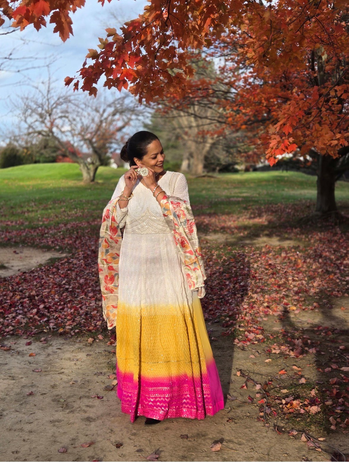 Lakhnavi Embroidered Festive Gown Set
