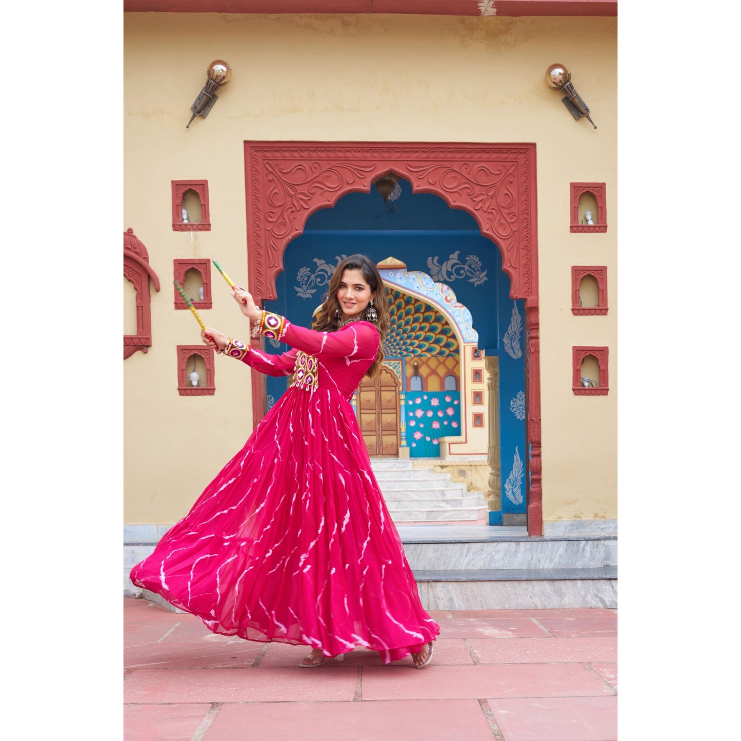Leheriya Print Gown for Navaratri