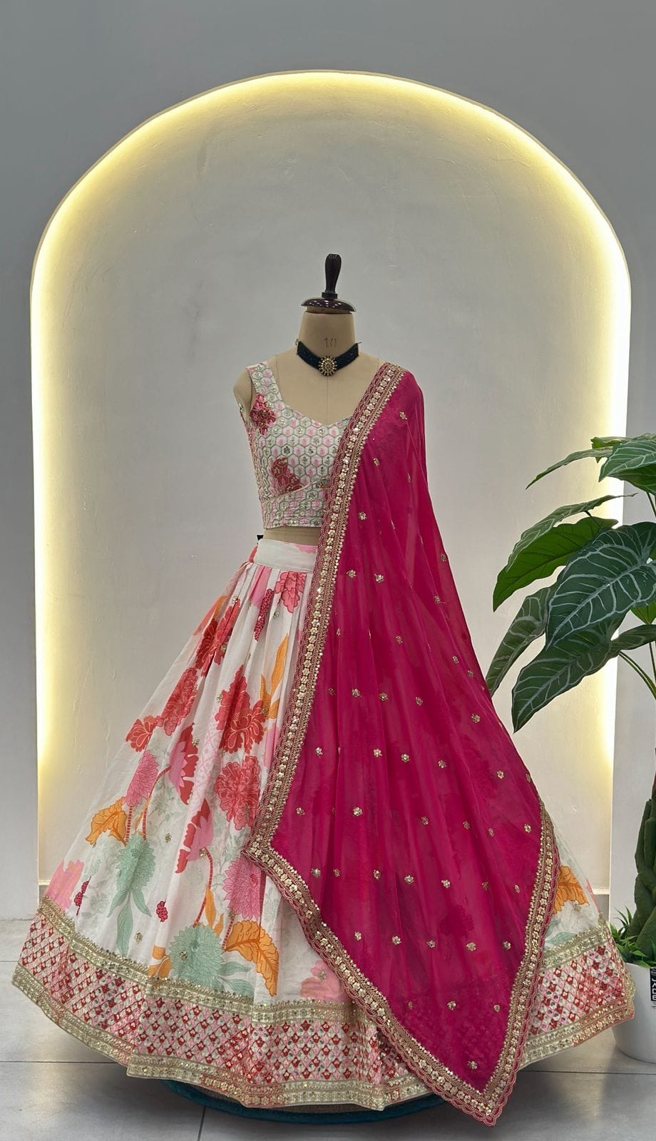 Floral White Lehenga Choli