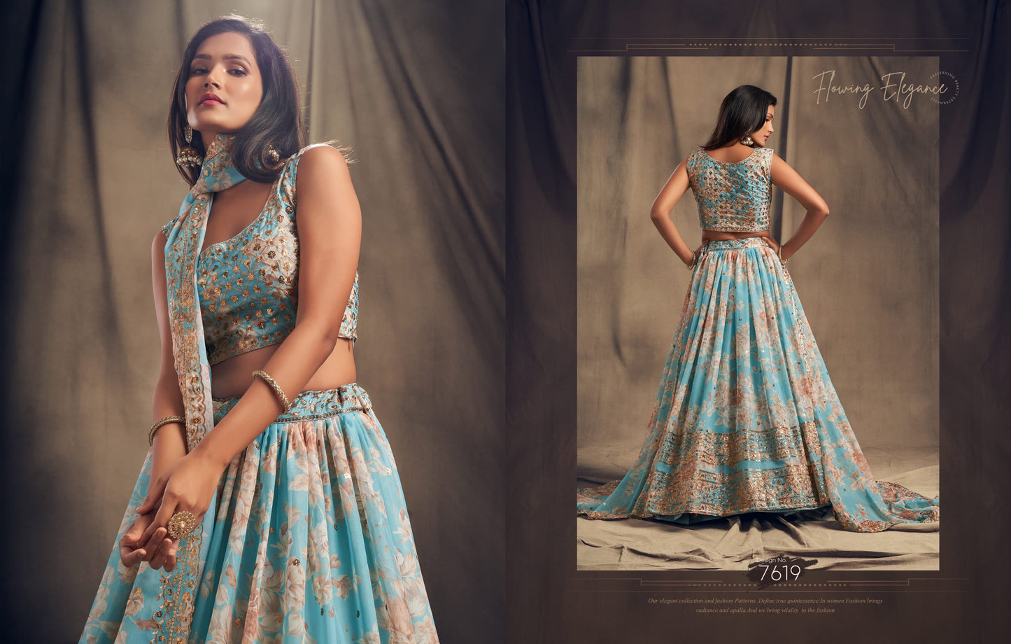 HEAVY SEQUIN WORK : FLORAL LEHENGA CHOLI (Pre Order)