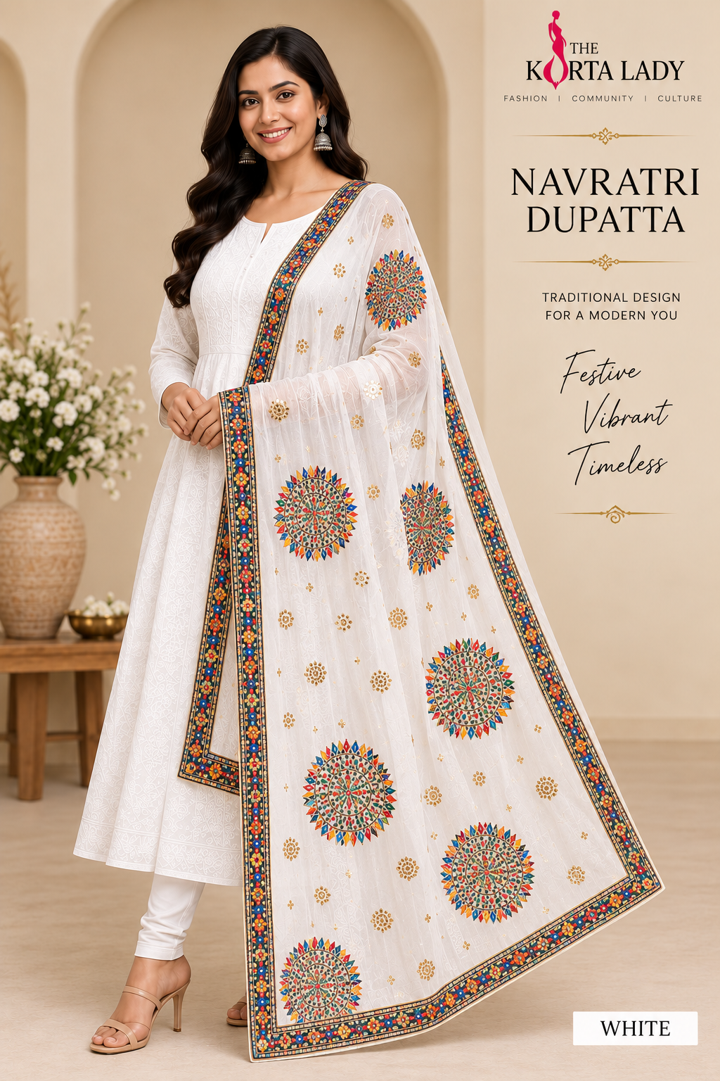 Navratri Embroidered Dupatta for Women | Multicolor Festive Dupatta | 10 Colors