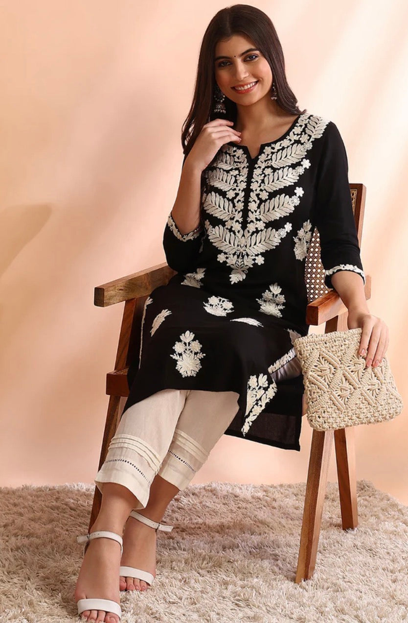 Black Chikankari Kurta