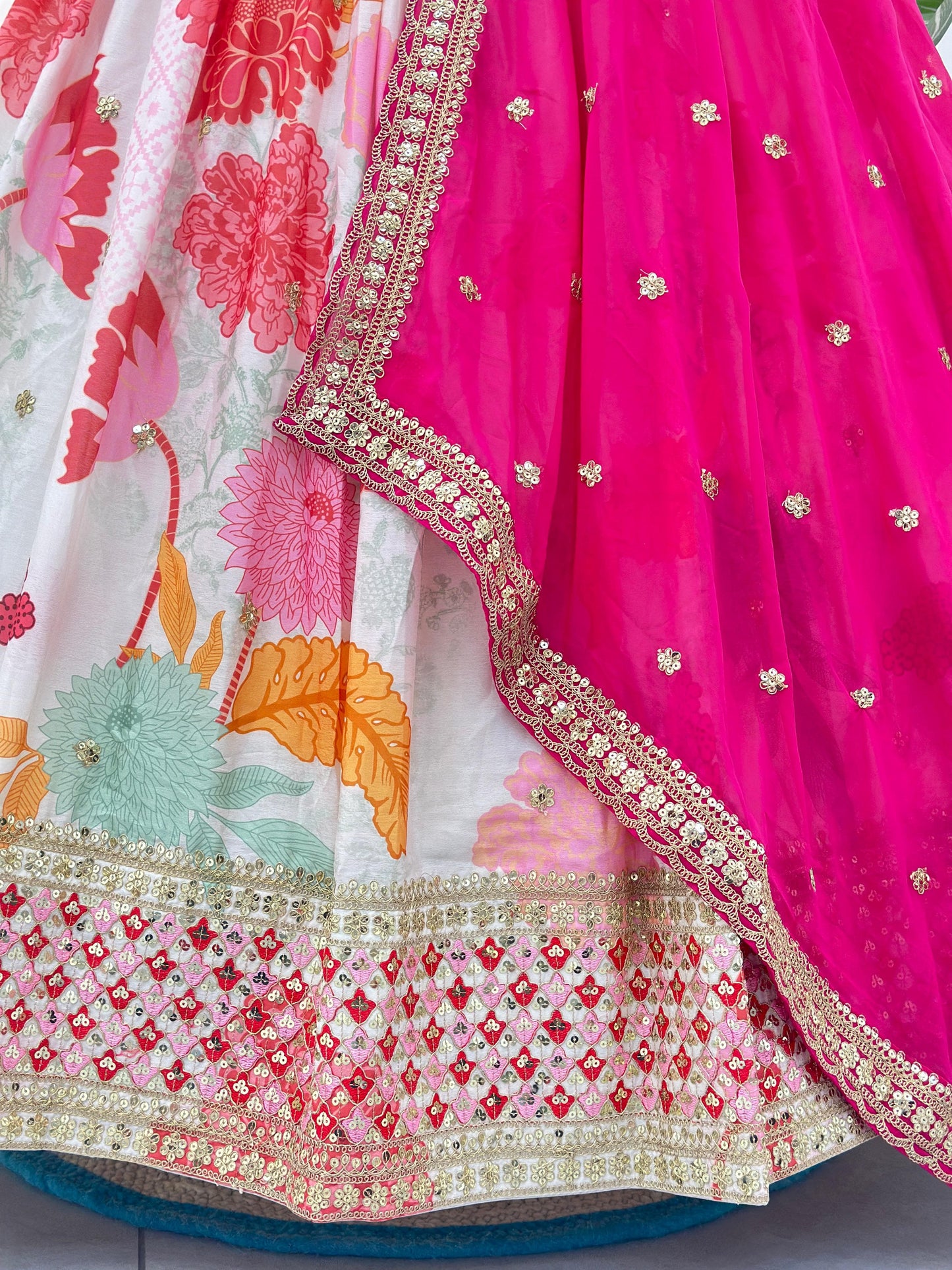 Floral White Lehenga Choli