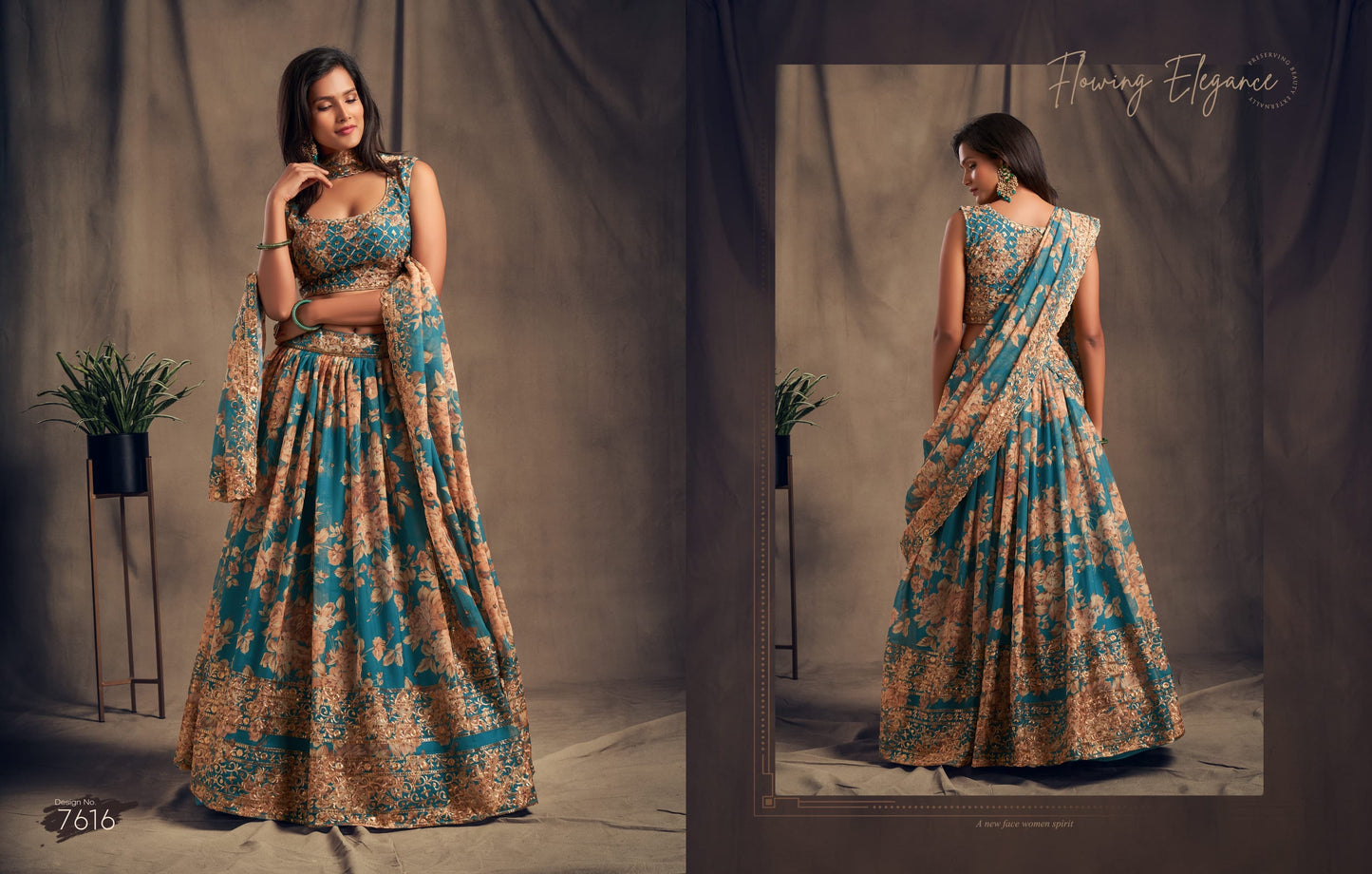 HEAVY SEQUIN WORK : FLORAL LEHENGA CHOLI (Pre Order)
