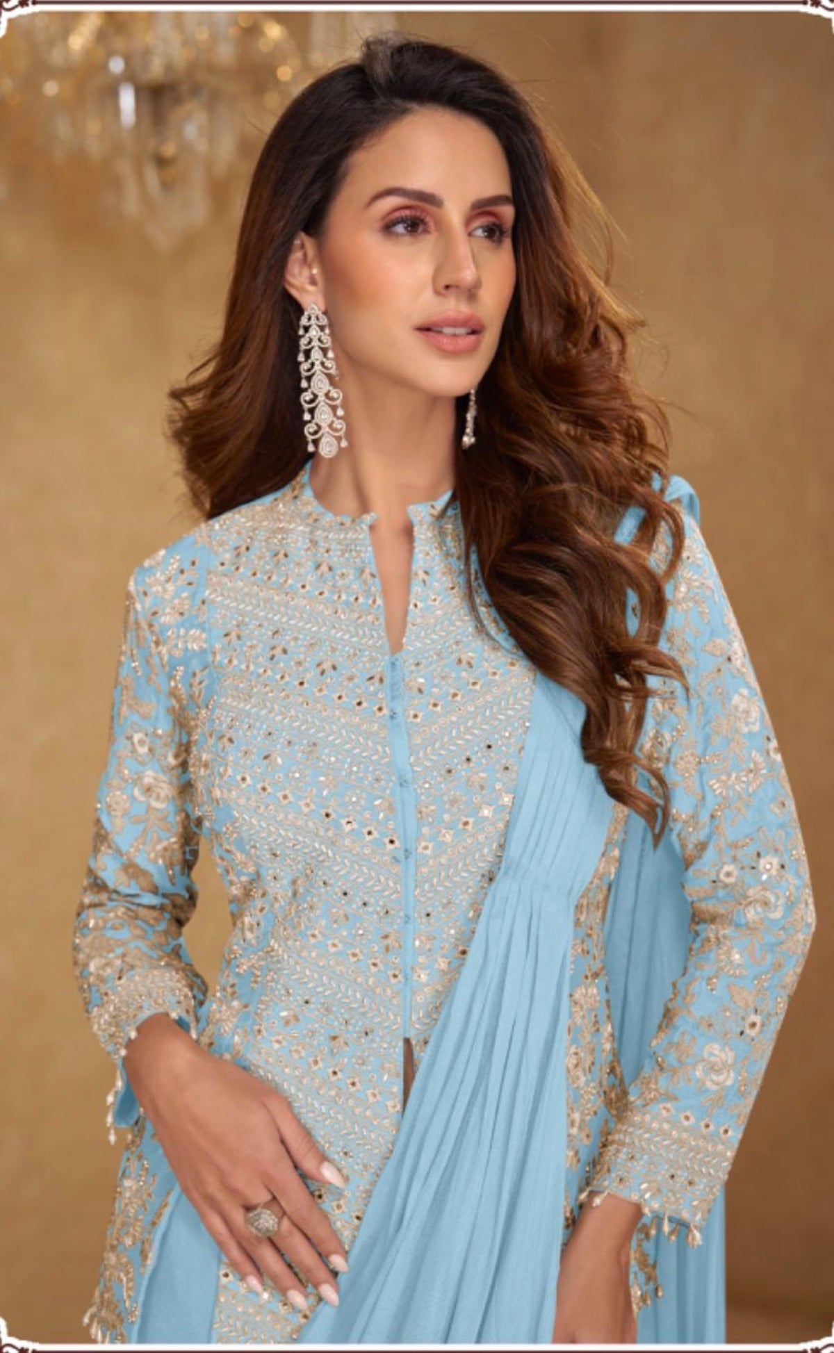 Embroidered Top with Skirt : Party Wear