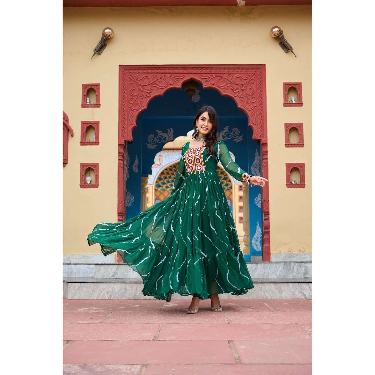 Leheriya Print Gown for Navaratri