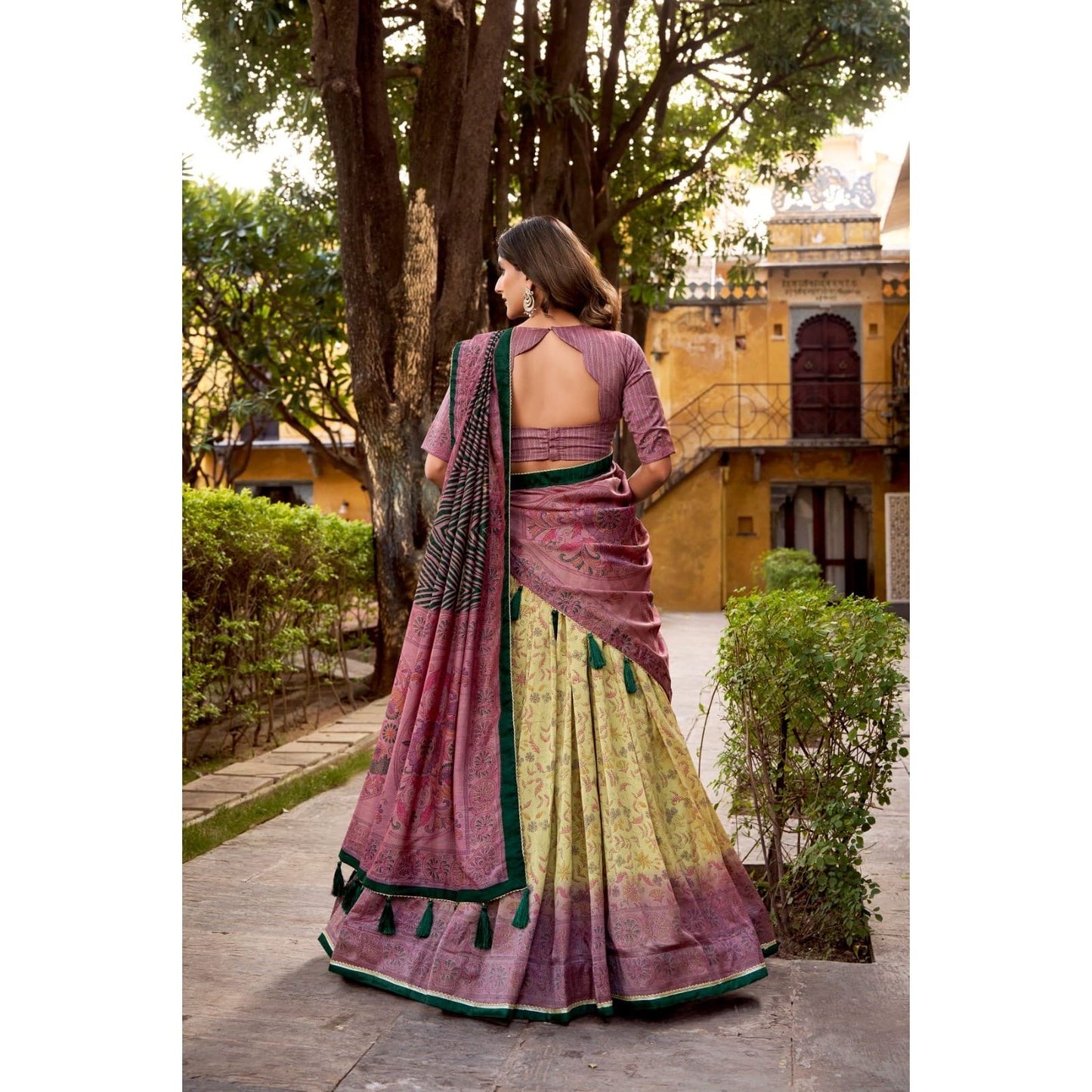 Lehenga Choli – Vichitra Silk Printed Set: PRE ORDER ONLY