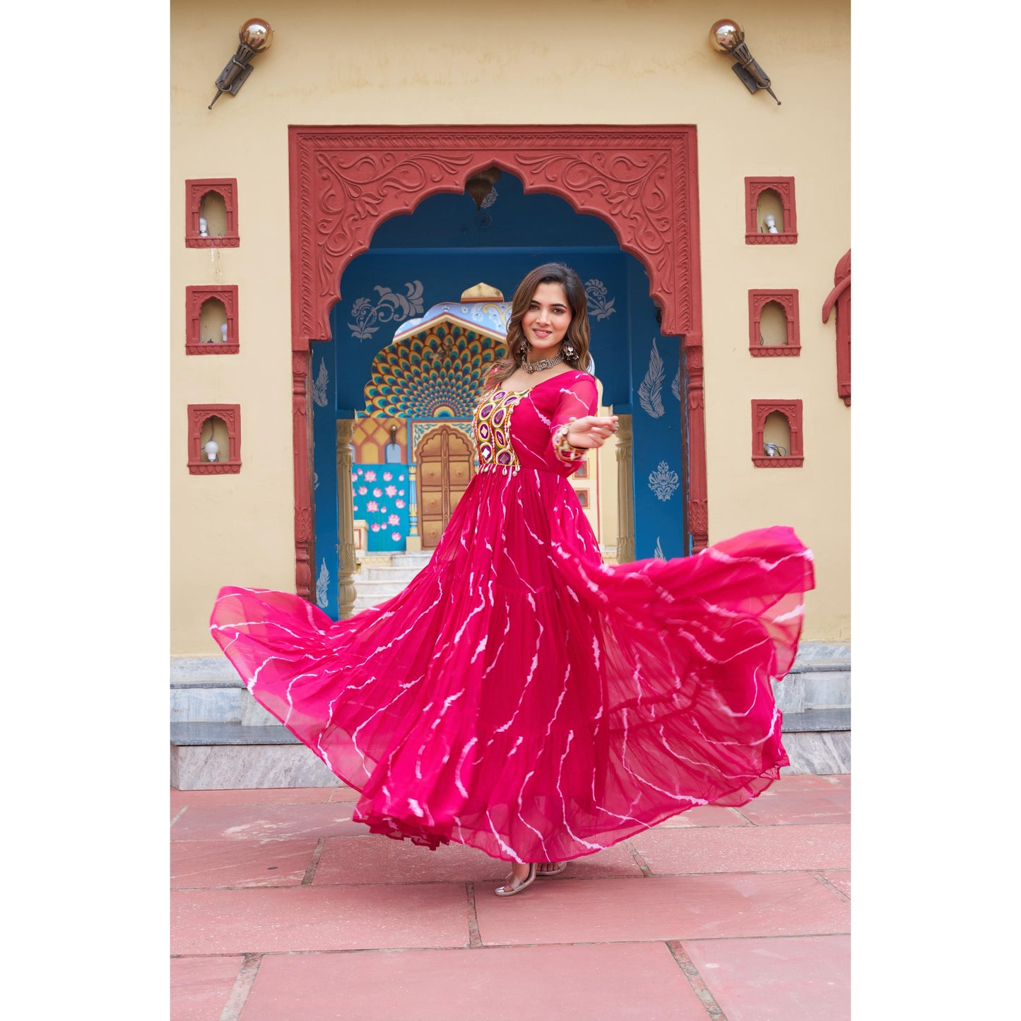 Leheriya Print Gown for Navaratri