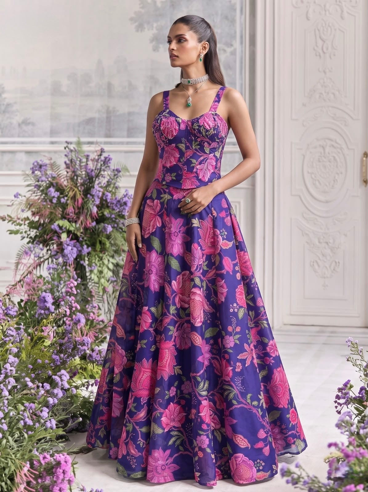 Readymade Organza Lehenga Set
