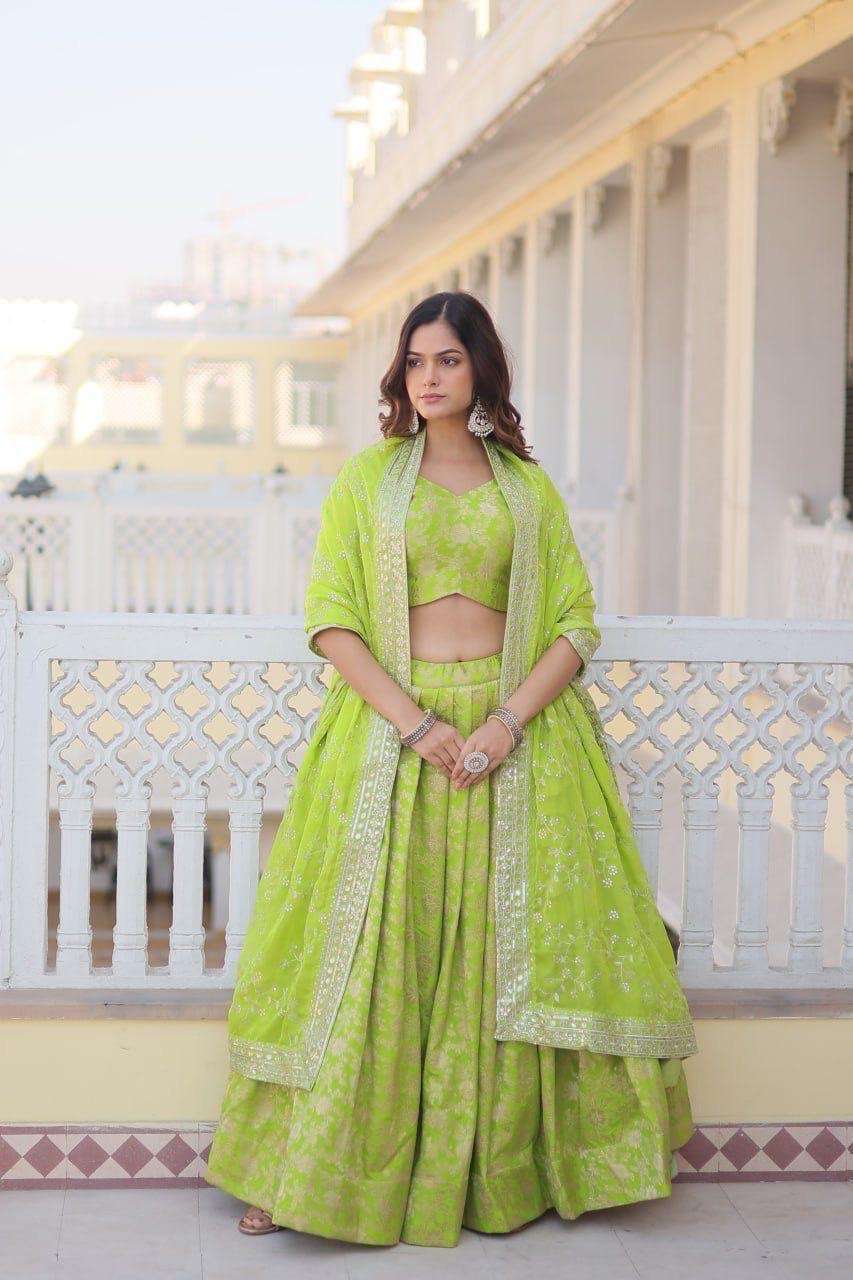 Designer Lehenga Choli Set : Green