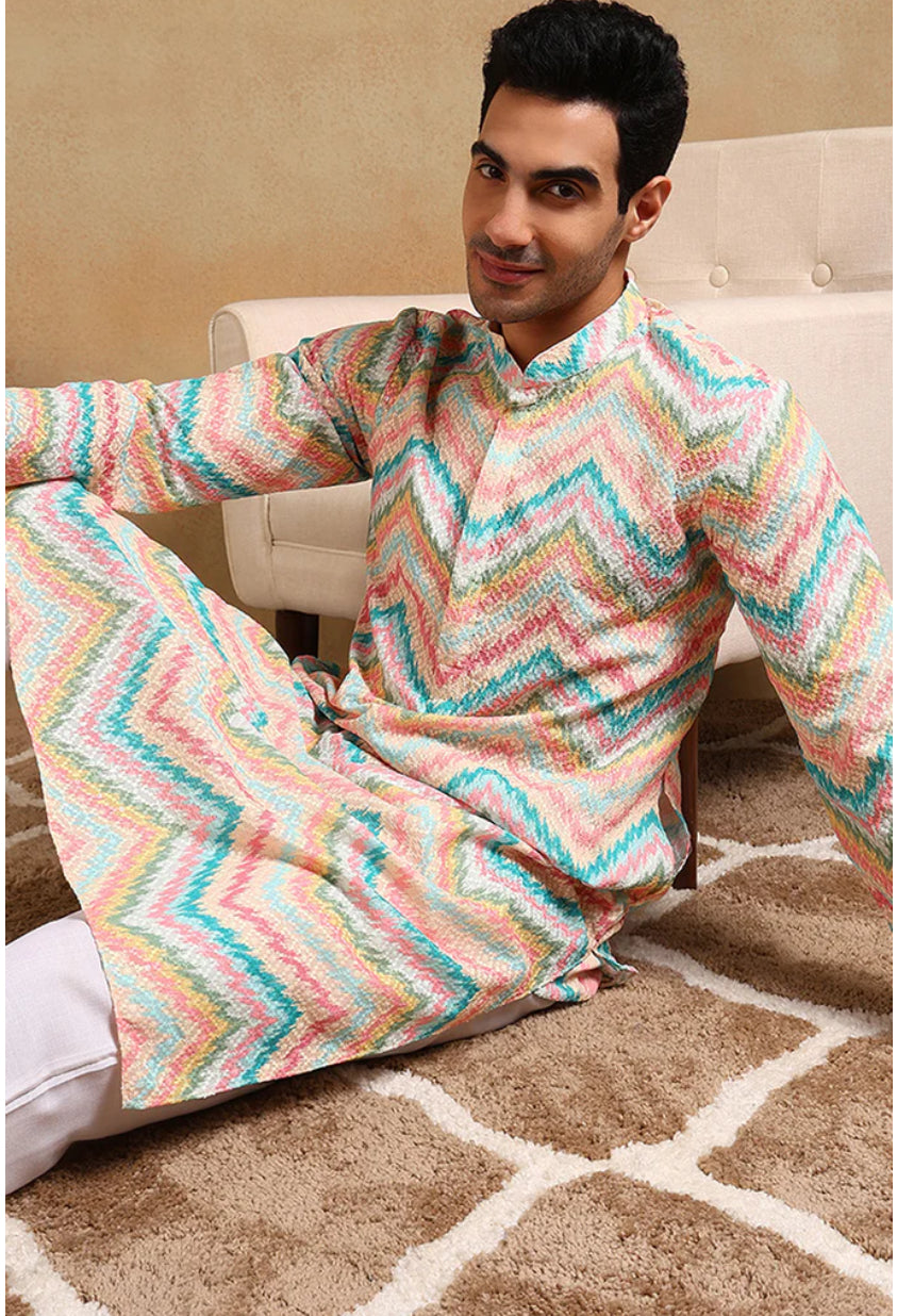 Embroidered Straight Kurta For Men
