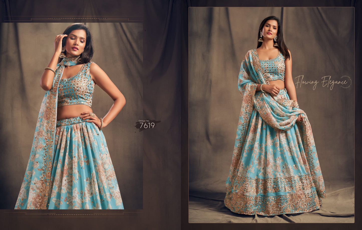 HEAVY SEQUIN WORK : FLORAL LEHENGA CHOLI (Pre Order)