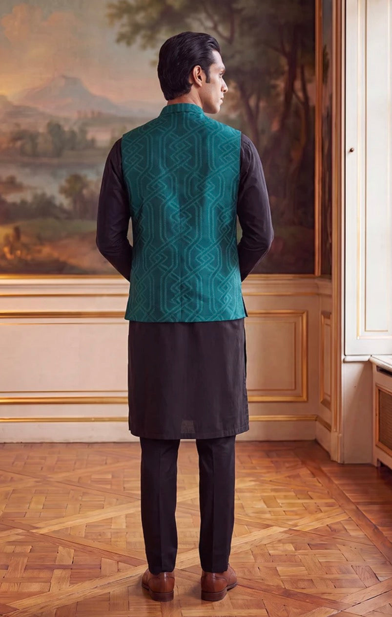 Green Jacquard Woven Design Solid Koti