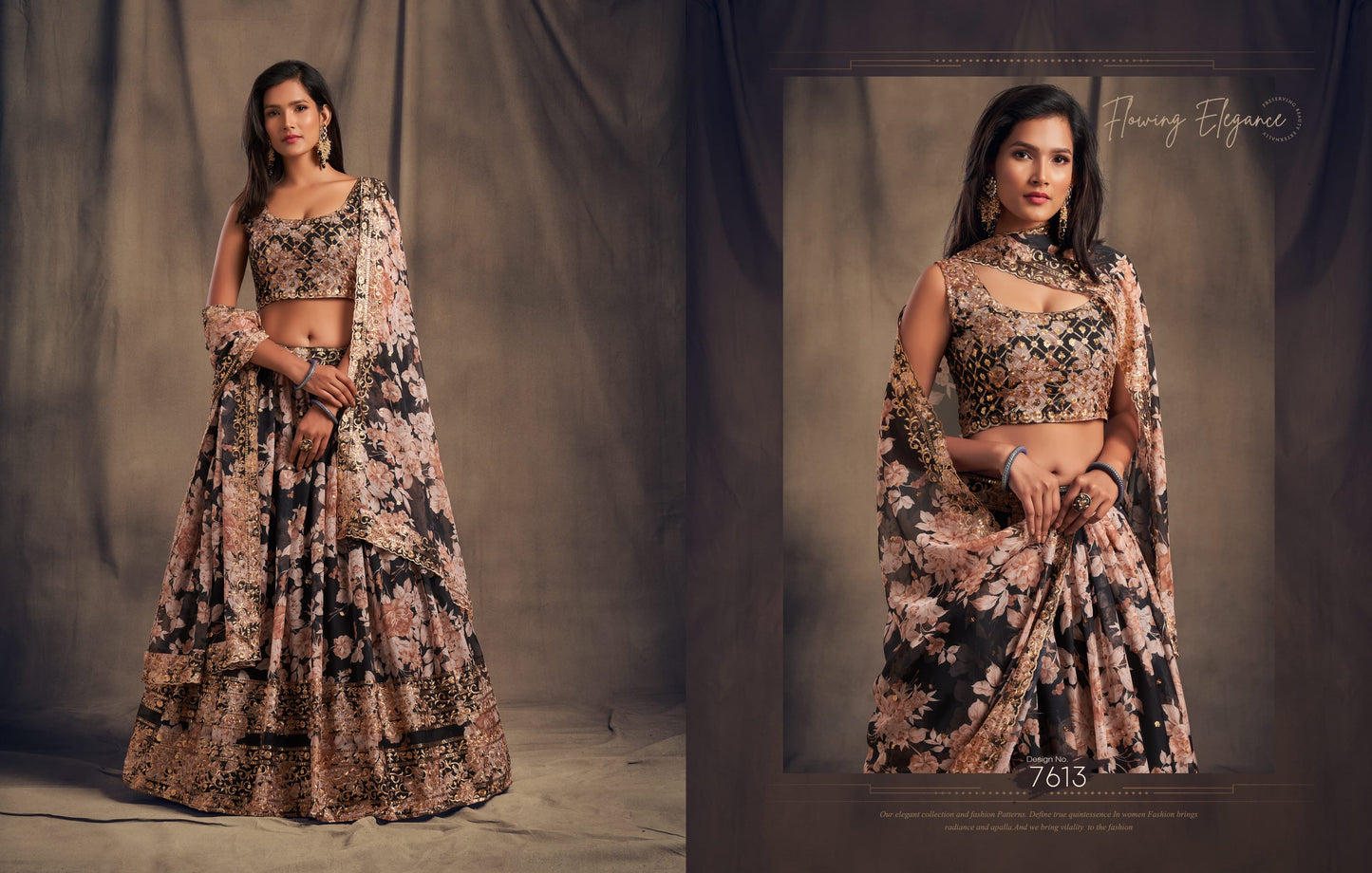 HEAVY SEQUIN WORK : FLORAL LEHENGA CHOLI (Pre Order)