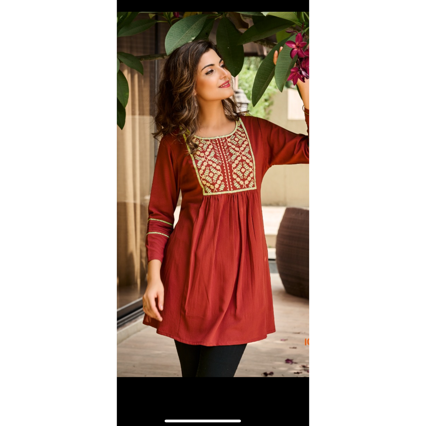 Short Kurti with Embroidered Yolk