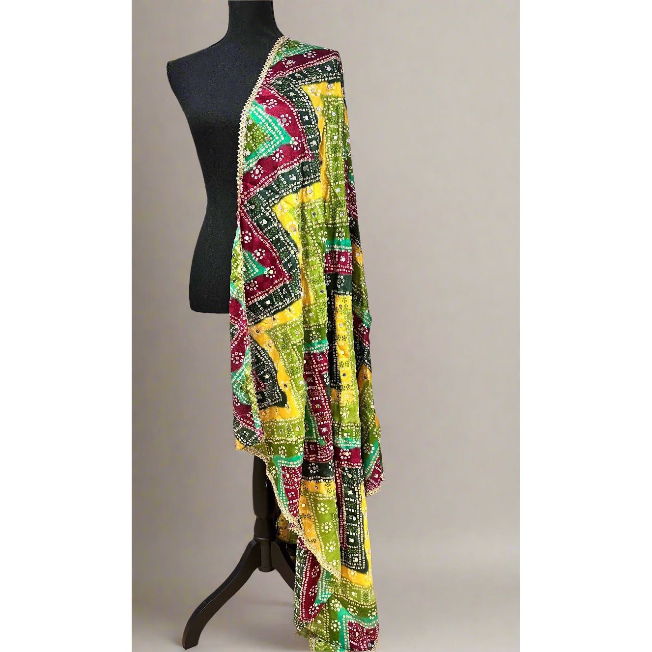 Phulkari Style Multicolor Heavy Dupatta