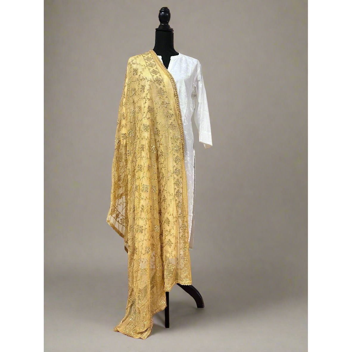 Dusty Gold Dupatta with Embroidery