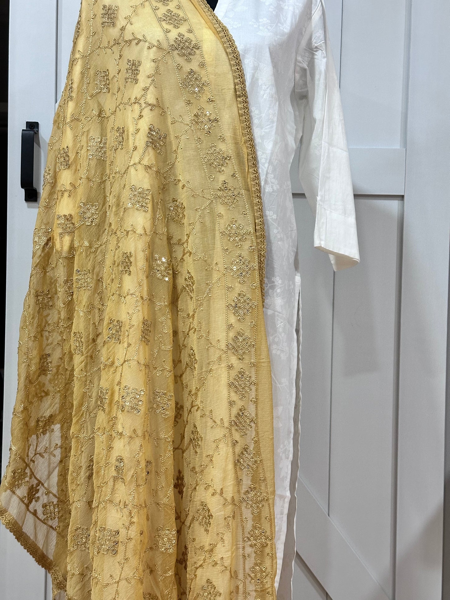 Dusty Gold Dupatta with Embroidery