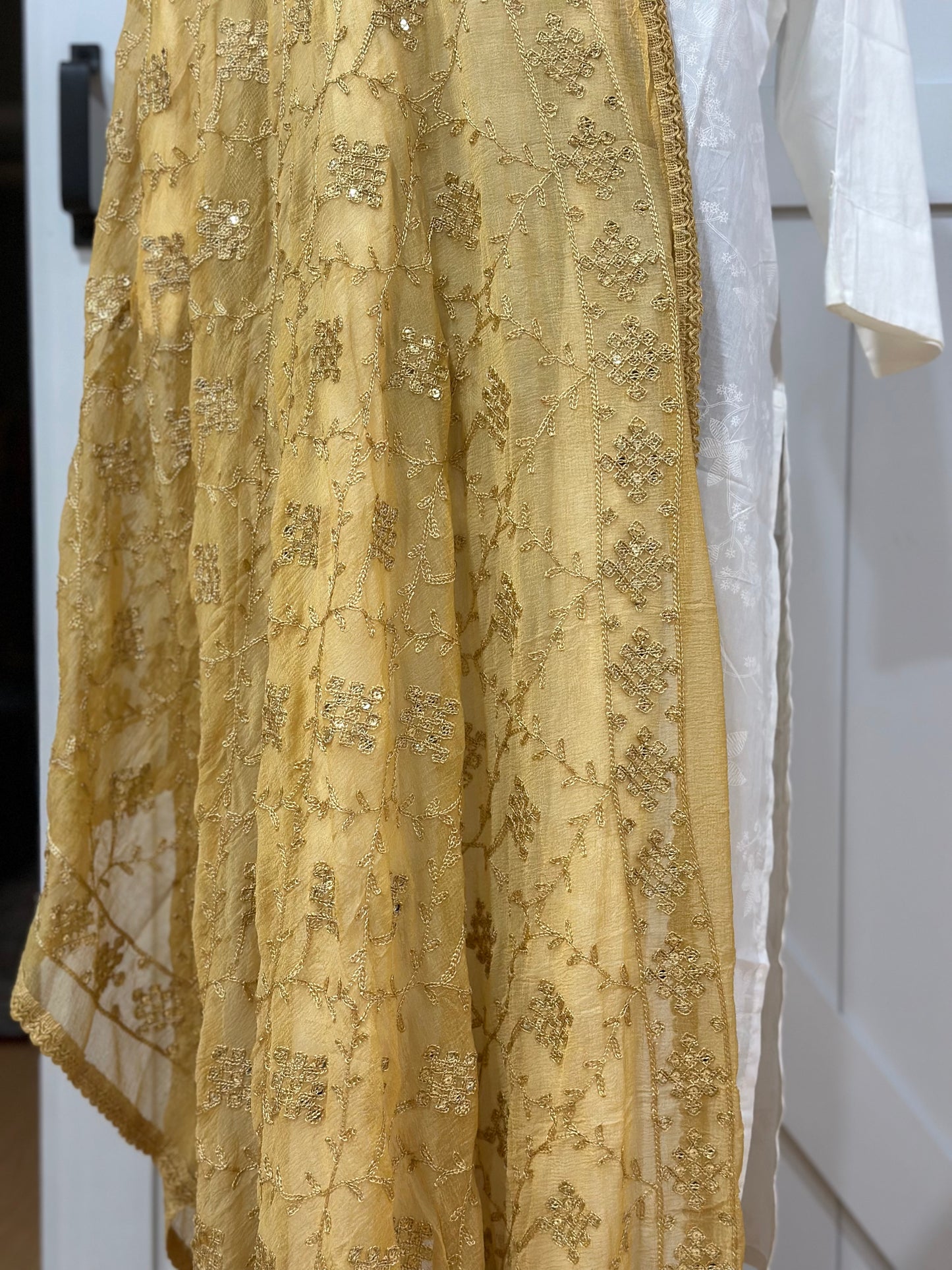 Dusty Gold Dupatta with Embroidery