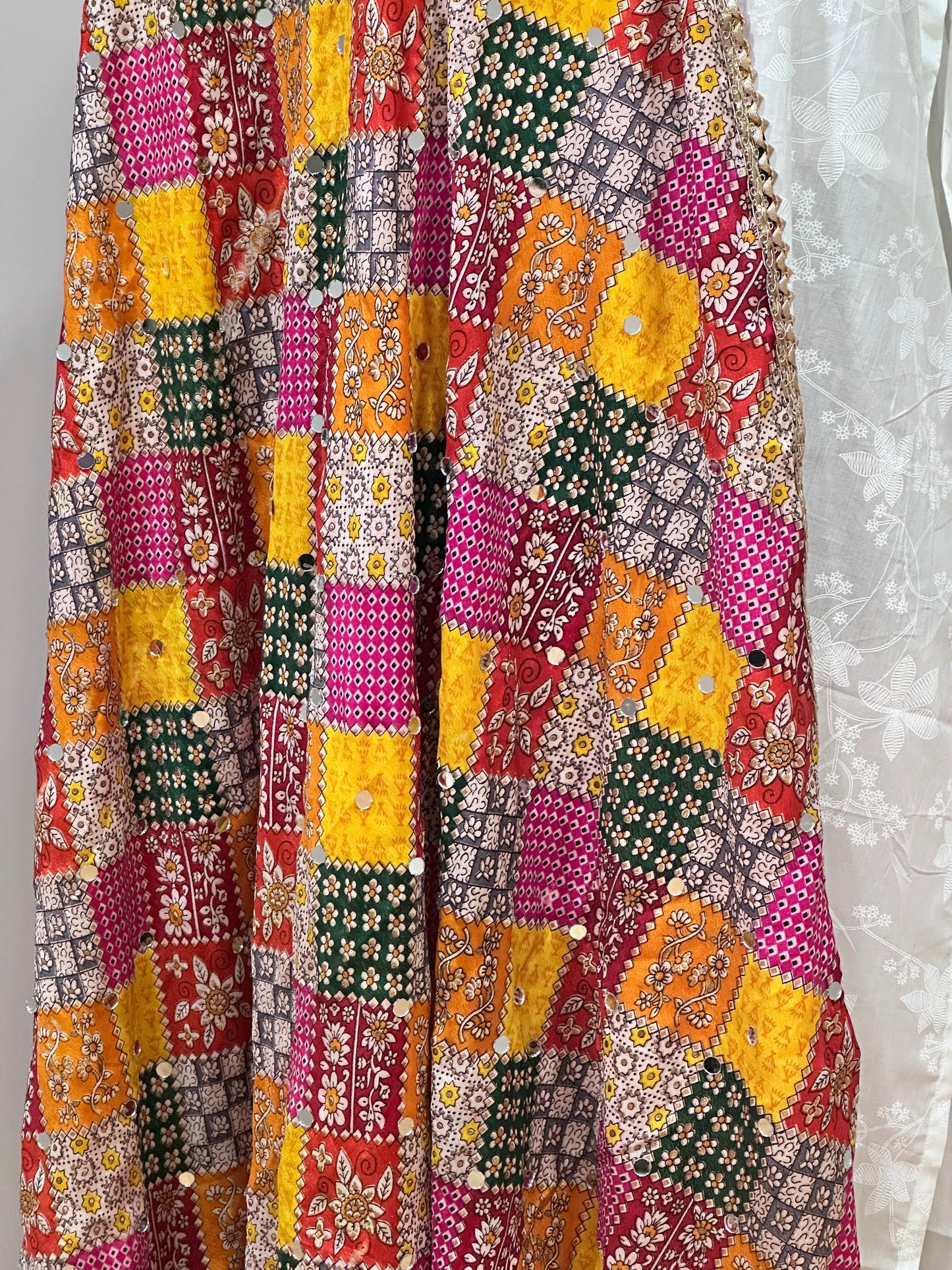 Multicolor Phulkari Style Dupatta with Mirrors