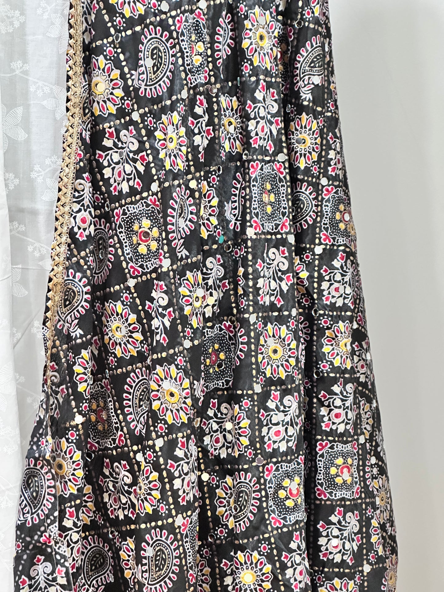 Foil Print Black Mirror Dupatta