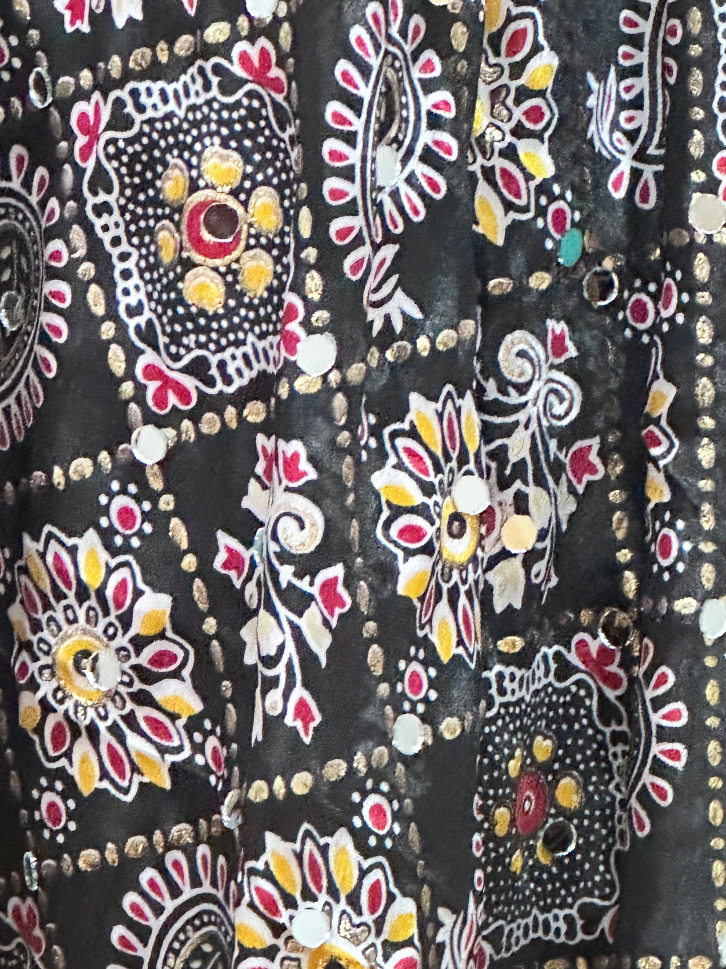 Foil Print Black Mirror Dupatta