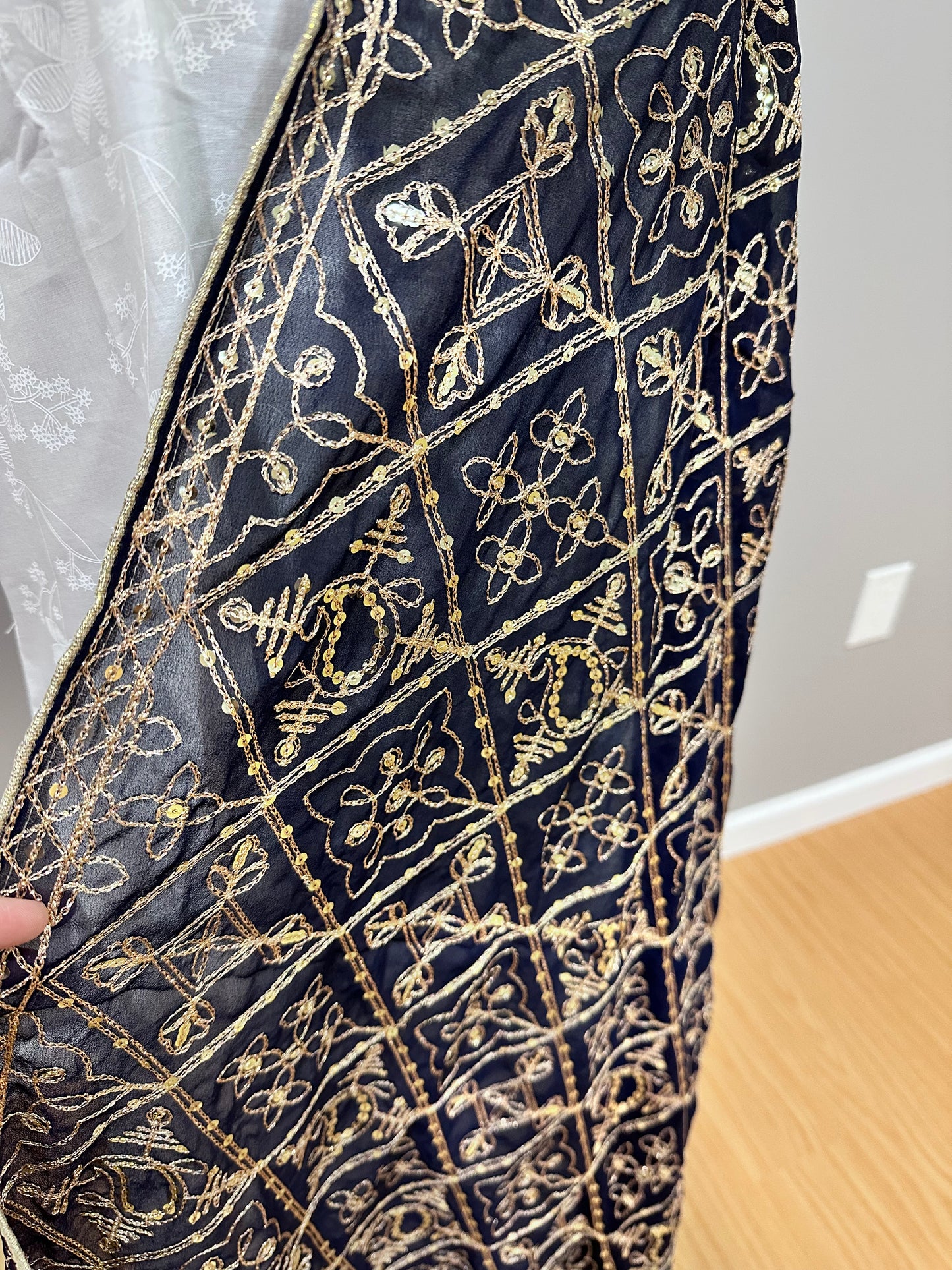 Black and Gold Thread work Dupatta