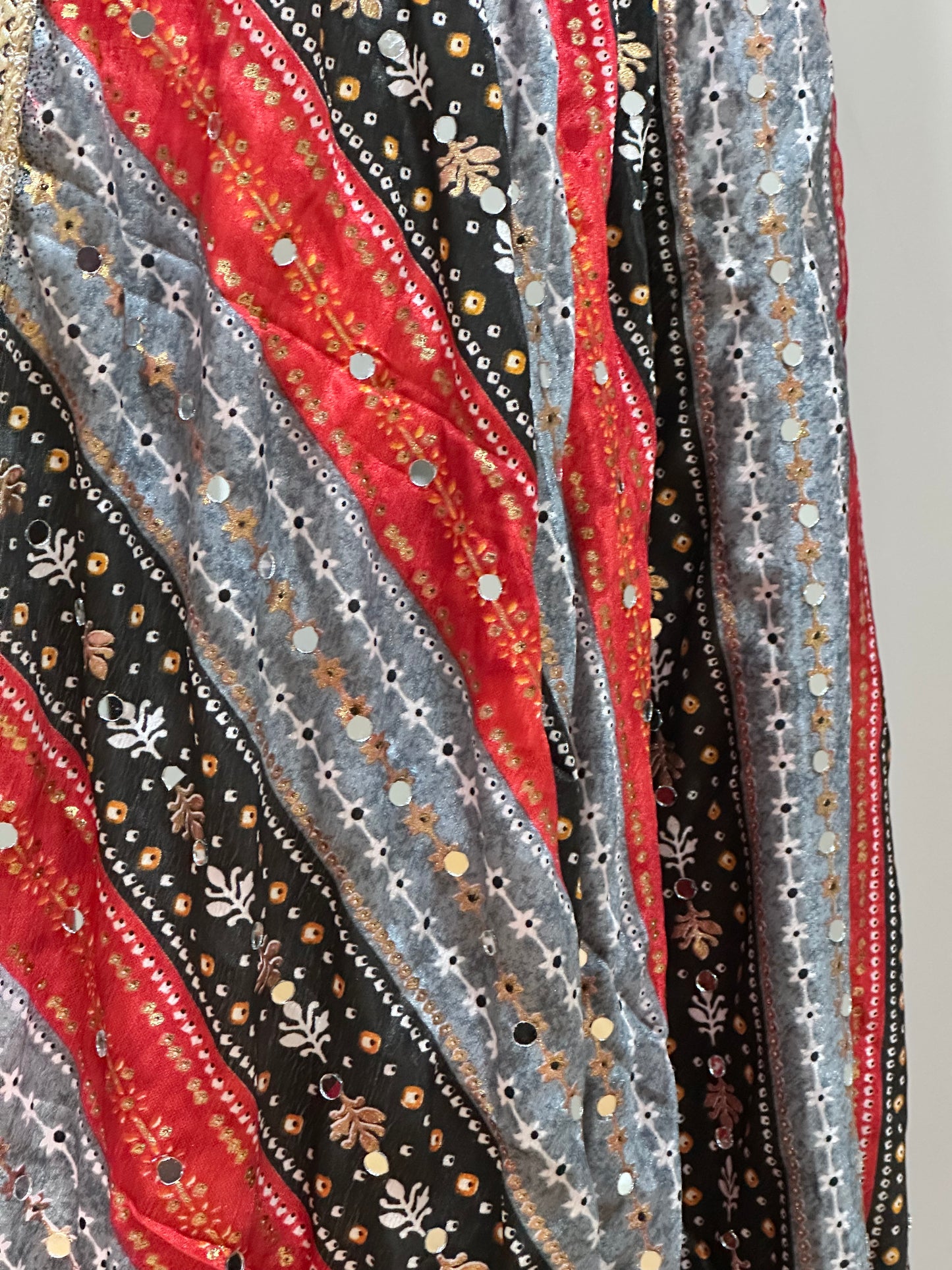 Chinon Foil Print with Mirror Multicolor Dupatta