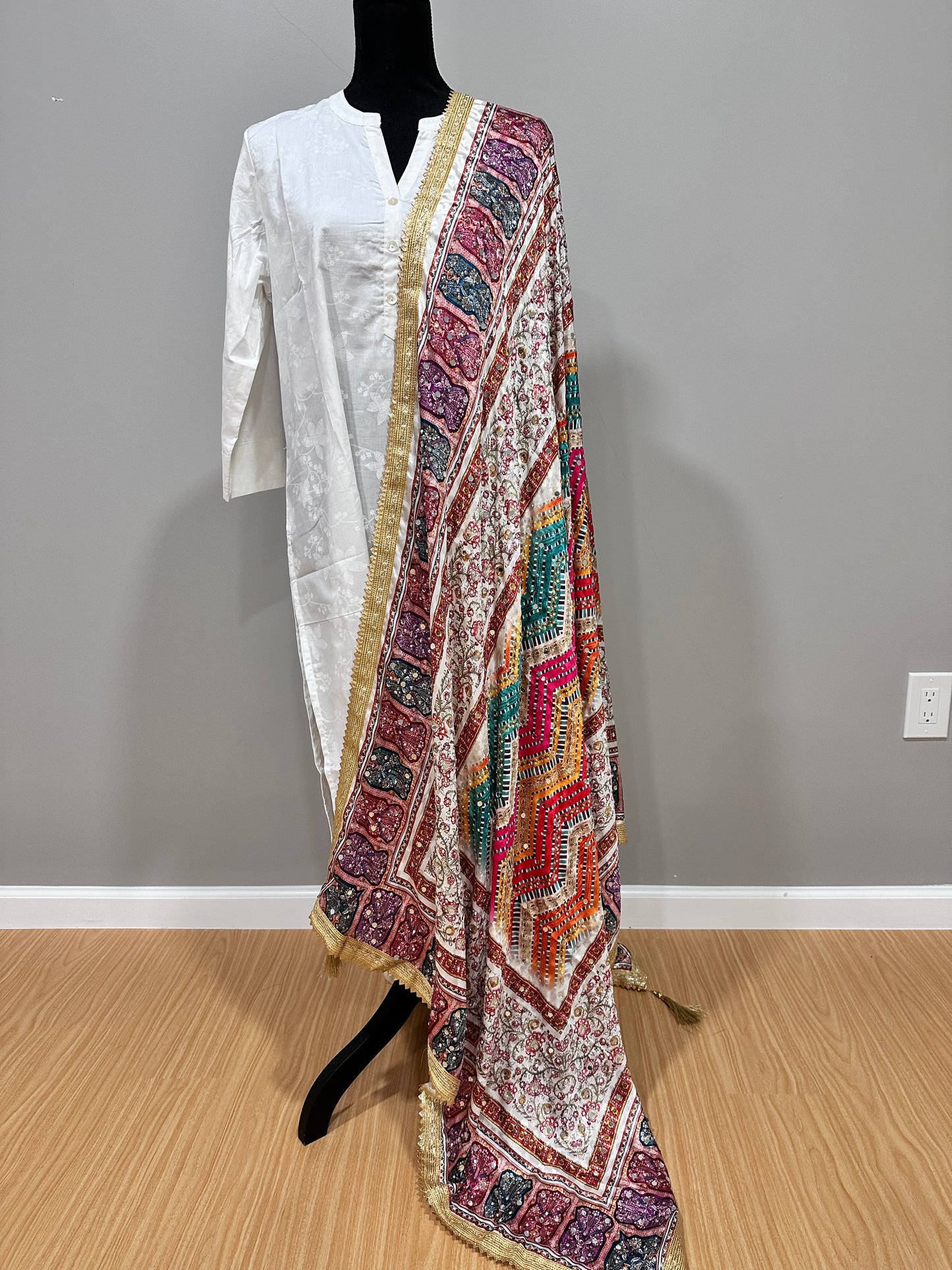 Jacquard Multicolor Mirror Dupatta