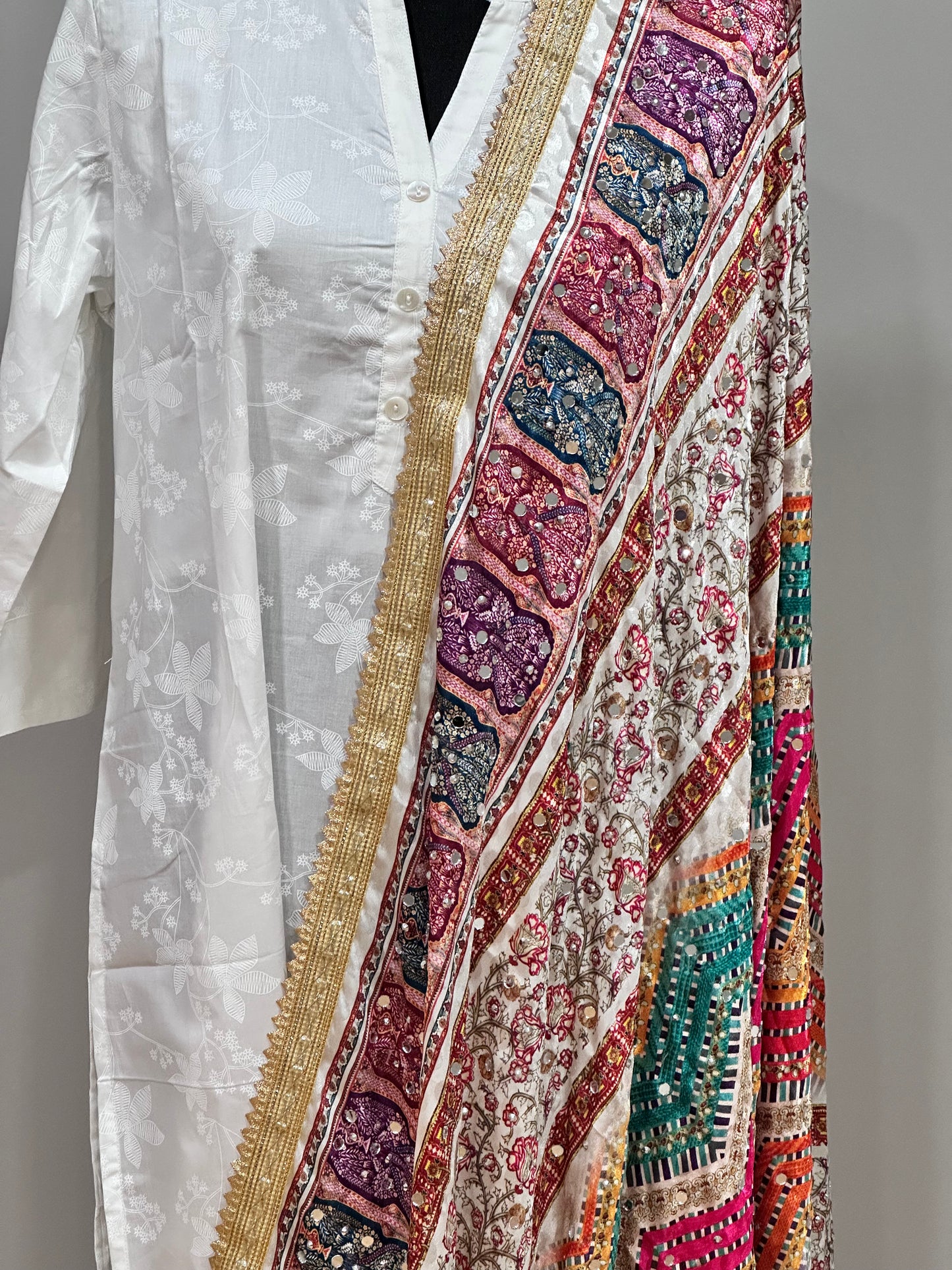 Jacquard Multicolor Mirror Dupatta