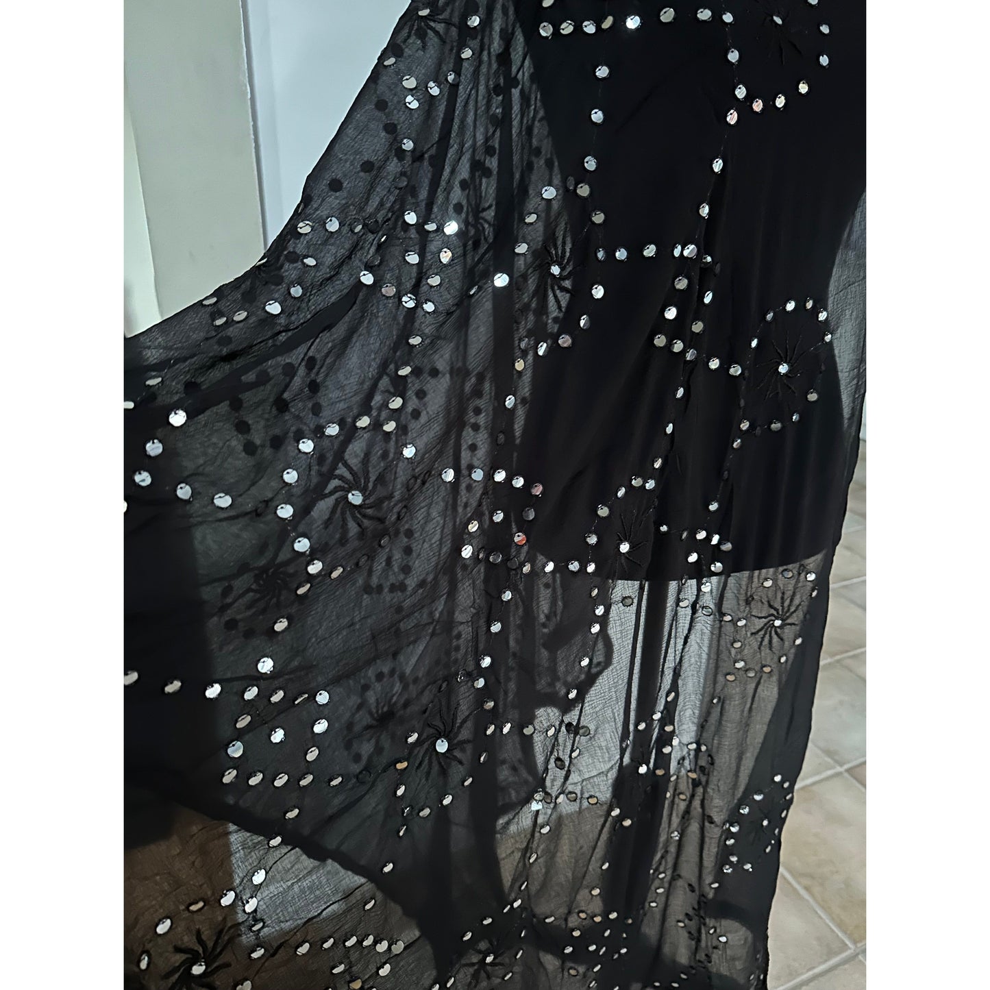 Black Dupatta with Mirror Details