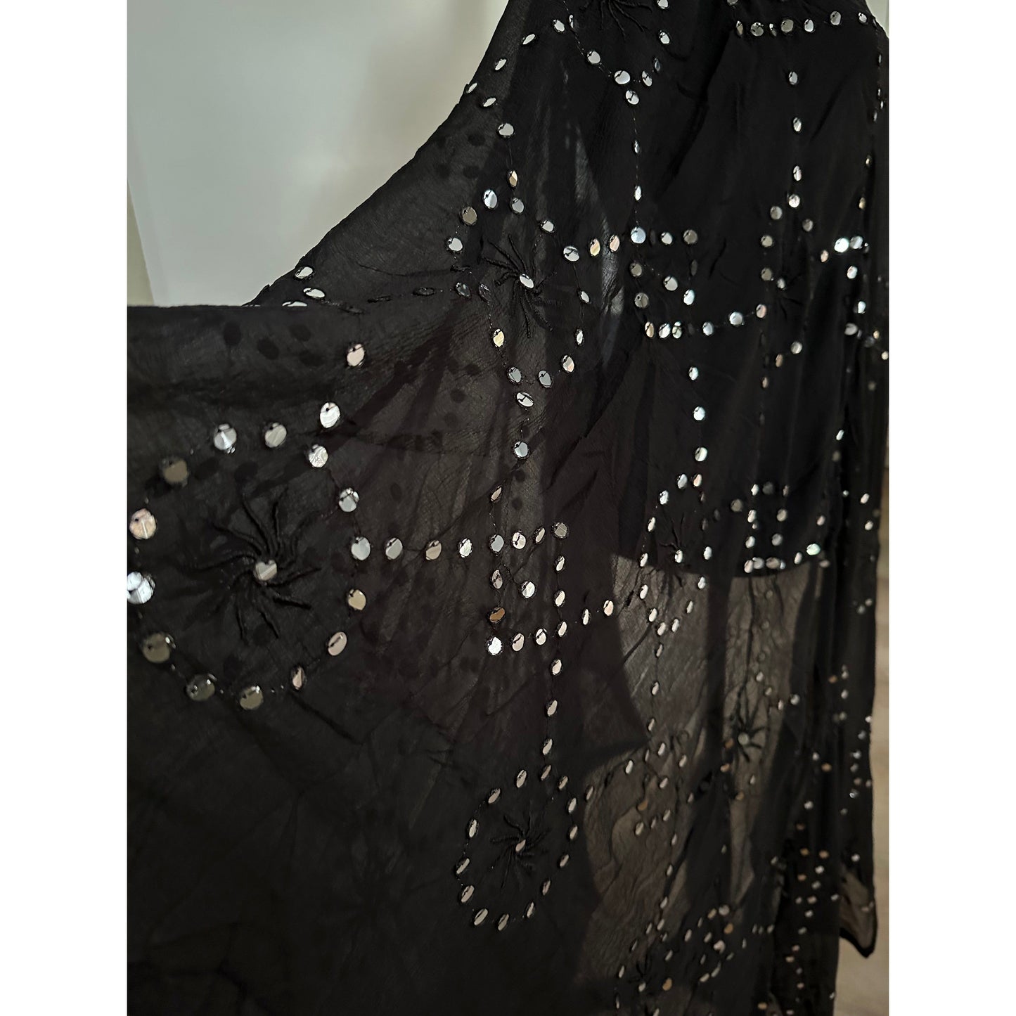 Black Dupatta with Mirror Details