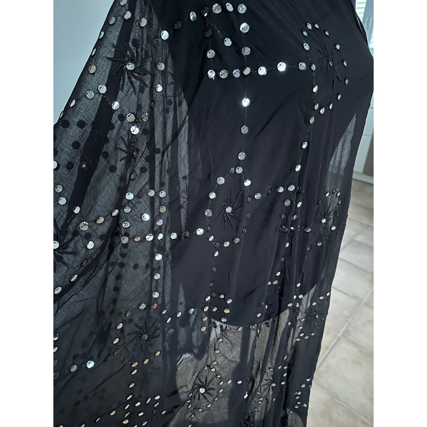 Black Dupatta with Mirror Details