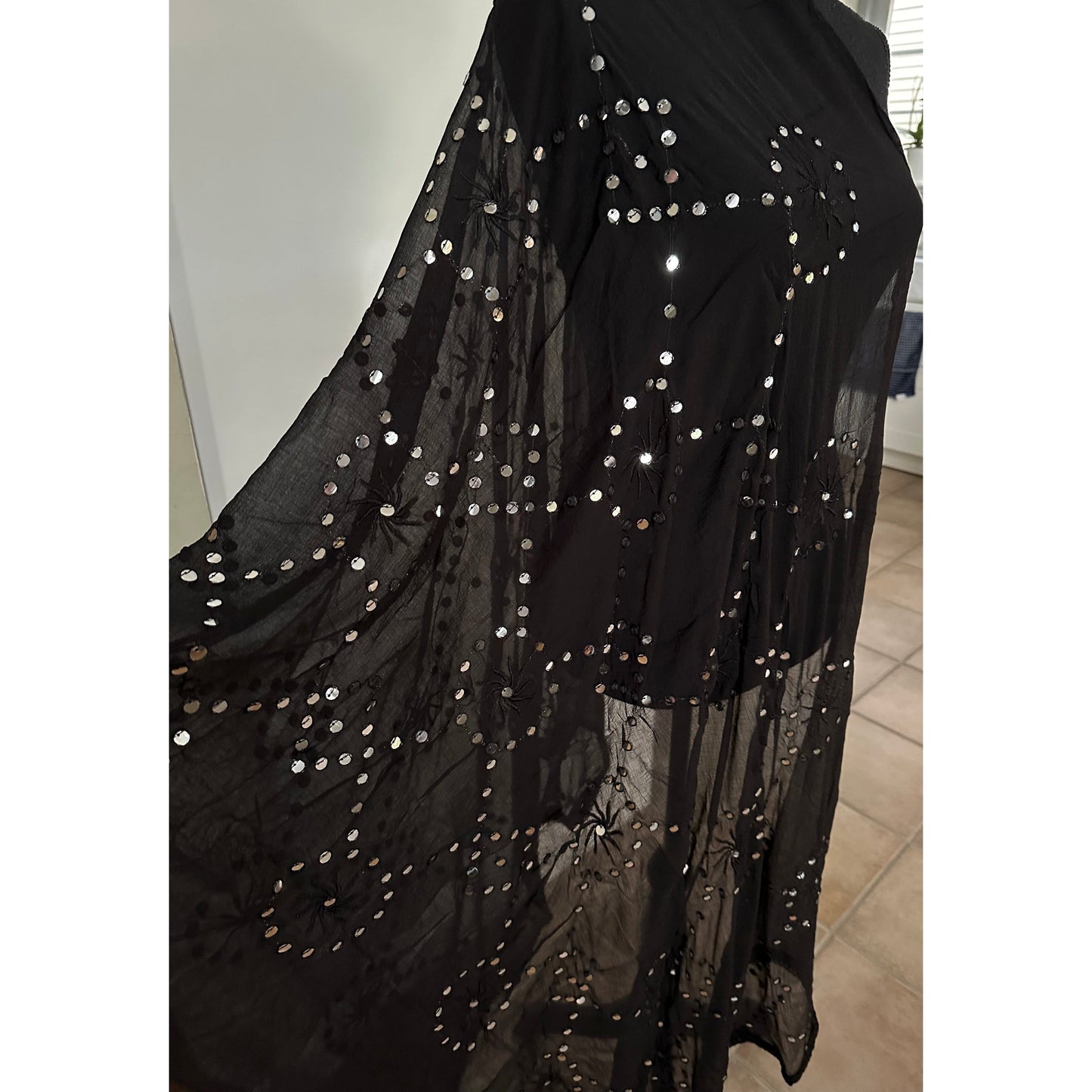 Black Dupatta with Mirror Details