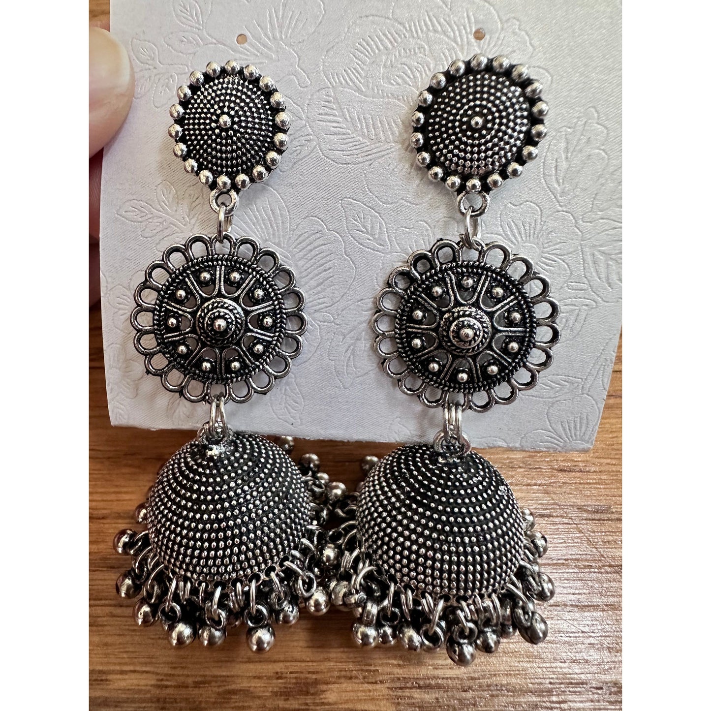 Oxidized Jhumka Earrings