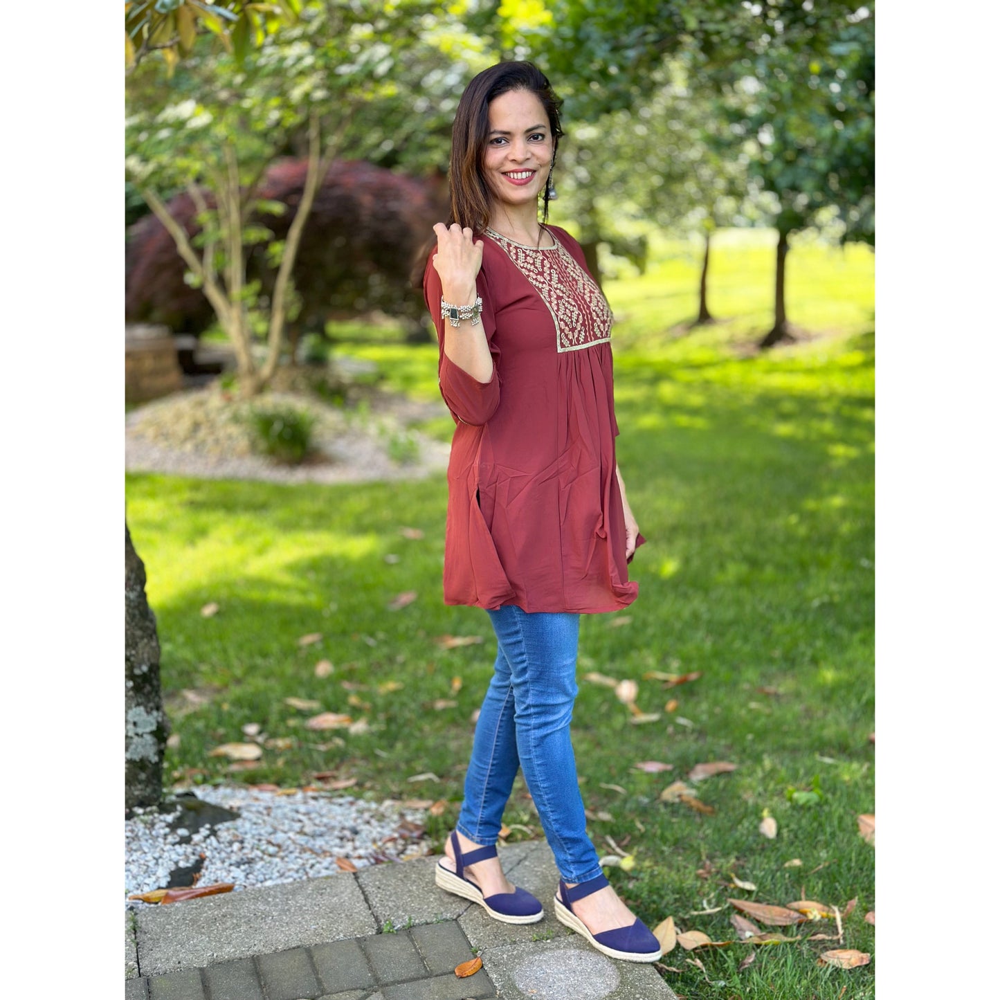 Short Kurti with Embroidered Yolk