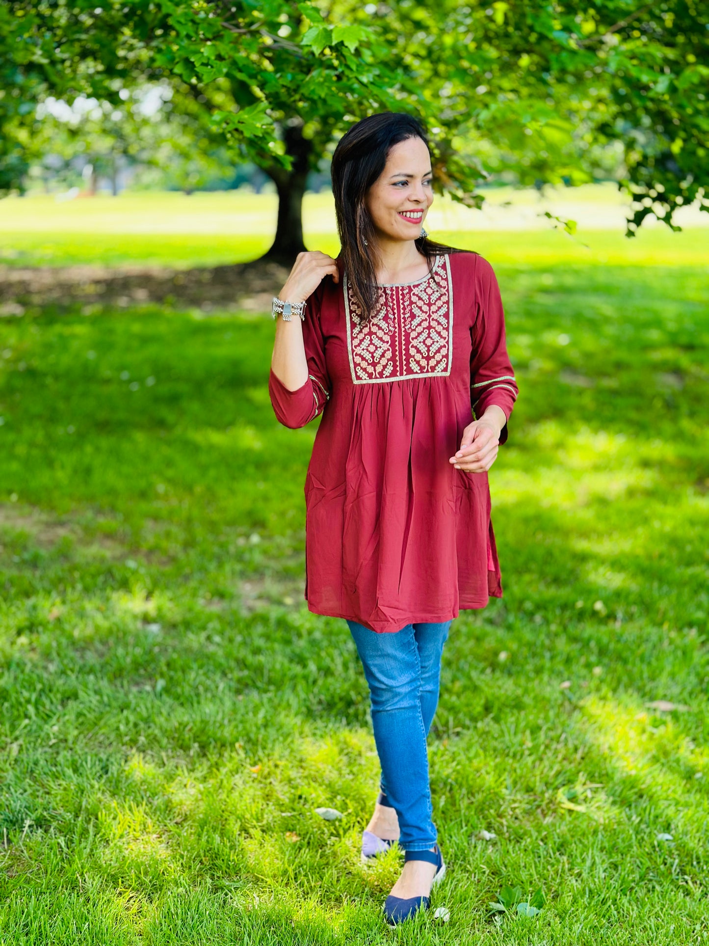 Short Kurti with Embroidered Yolk