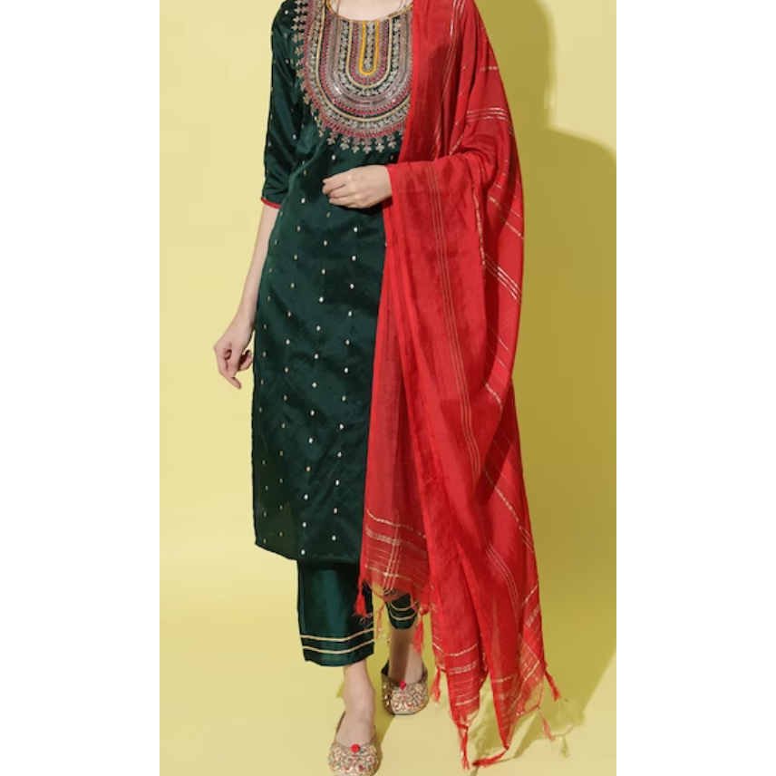 Bottle Green Designer Kurta Set for Women