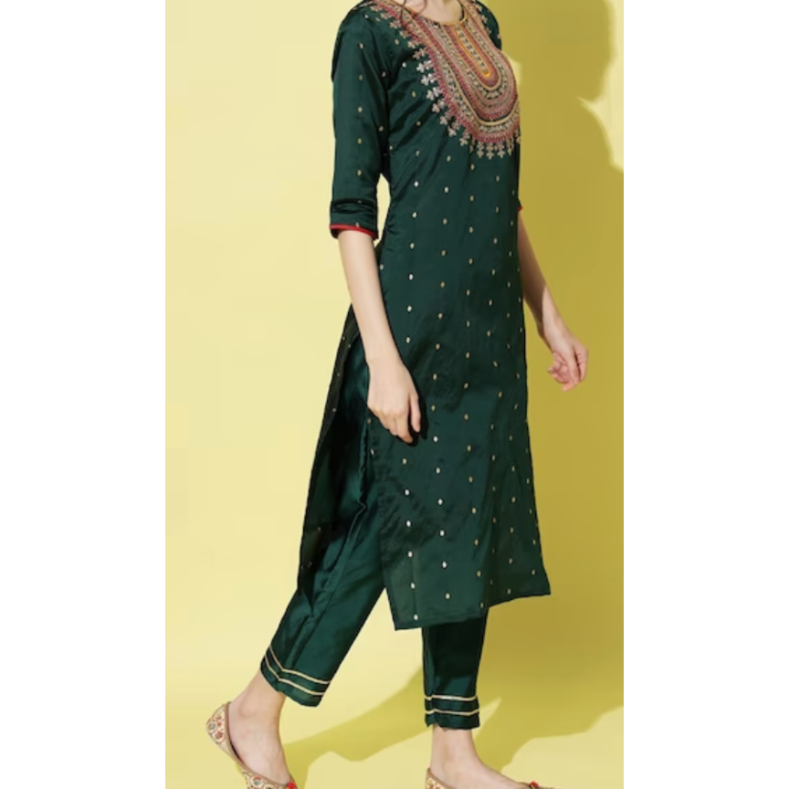 Bottle Green Designer Kurta Set for Women